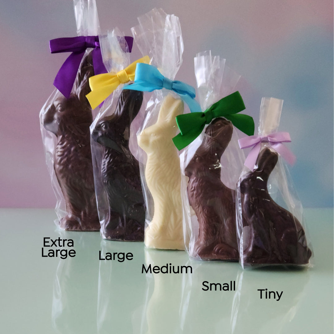 3D Solid Chocolate Sitting Bunny - Handmade Easter Chocolate Gift for Kids & Adults - Perfect for Easter Baskets, Party Favors & Holiday Treats