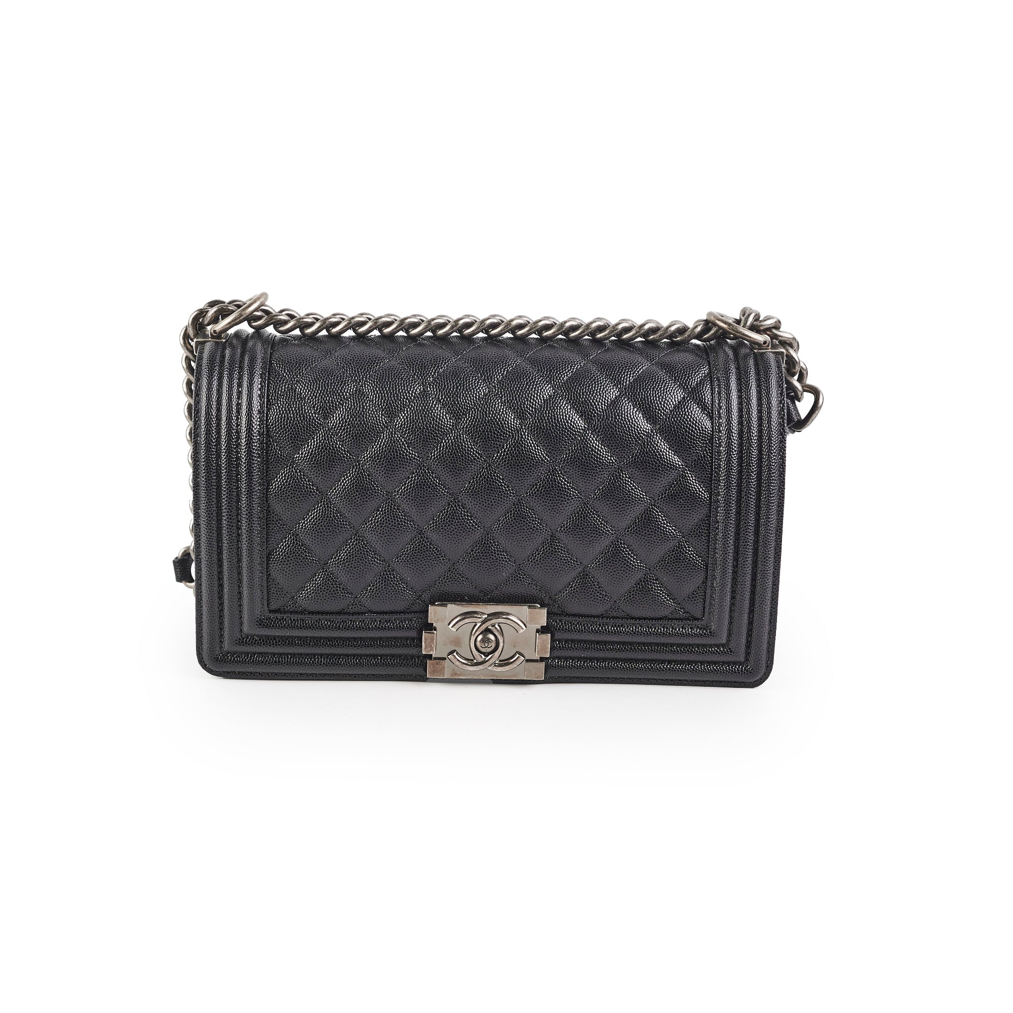 Chanel Caviar Leather Old Medium Boy Bag in Black - Luxury Handbag for Women, Perfect for Evening Events & Daily Use