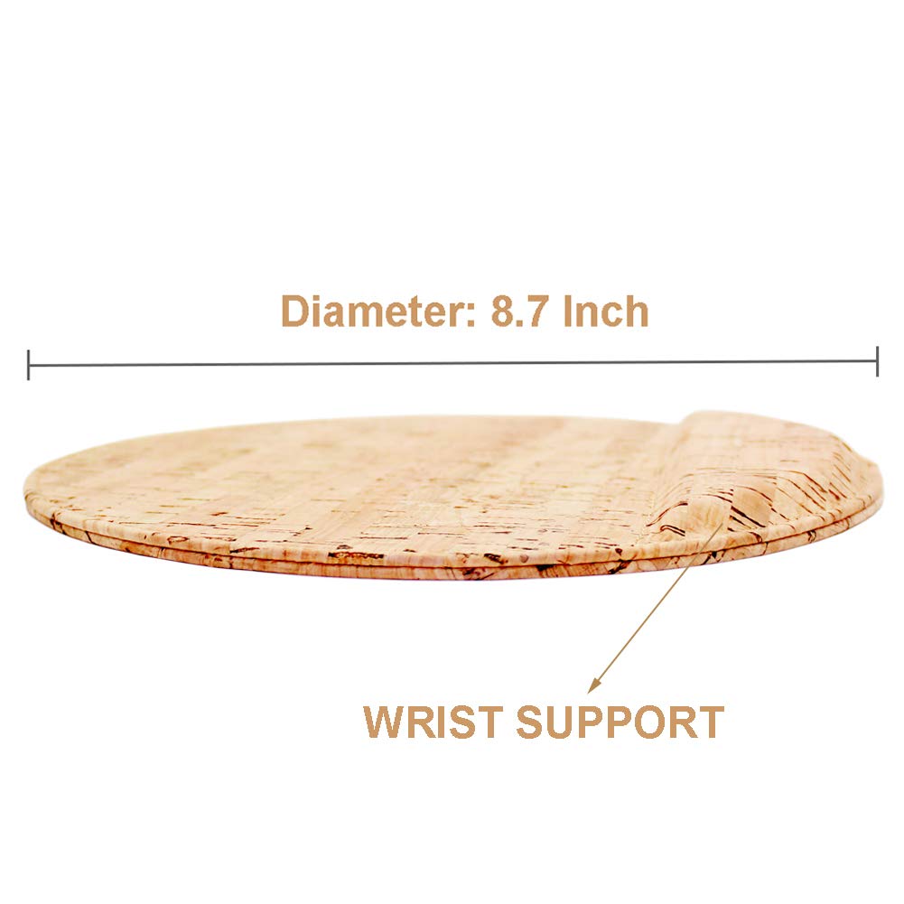 Boshiho Eco-Friendly Natural Cork Mouse Pad with Wrist Support - Ergonomic Desk Accessory for Office, Gaming & Home Computer Use