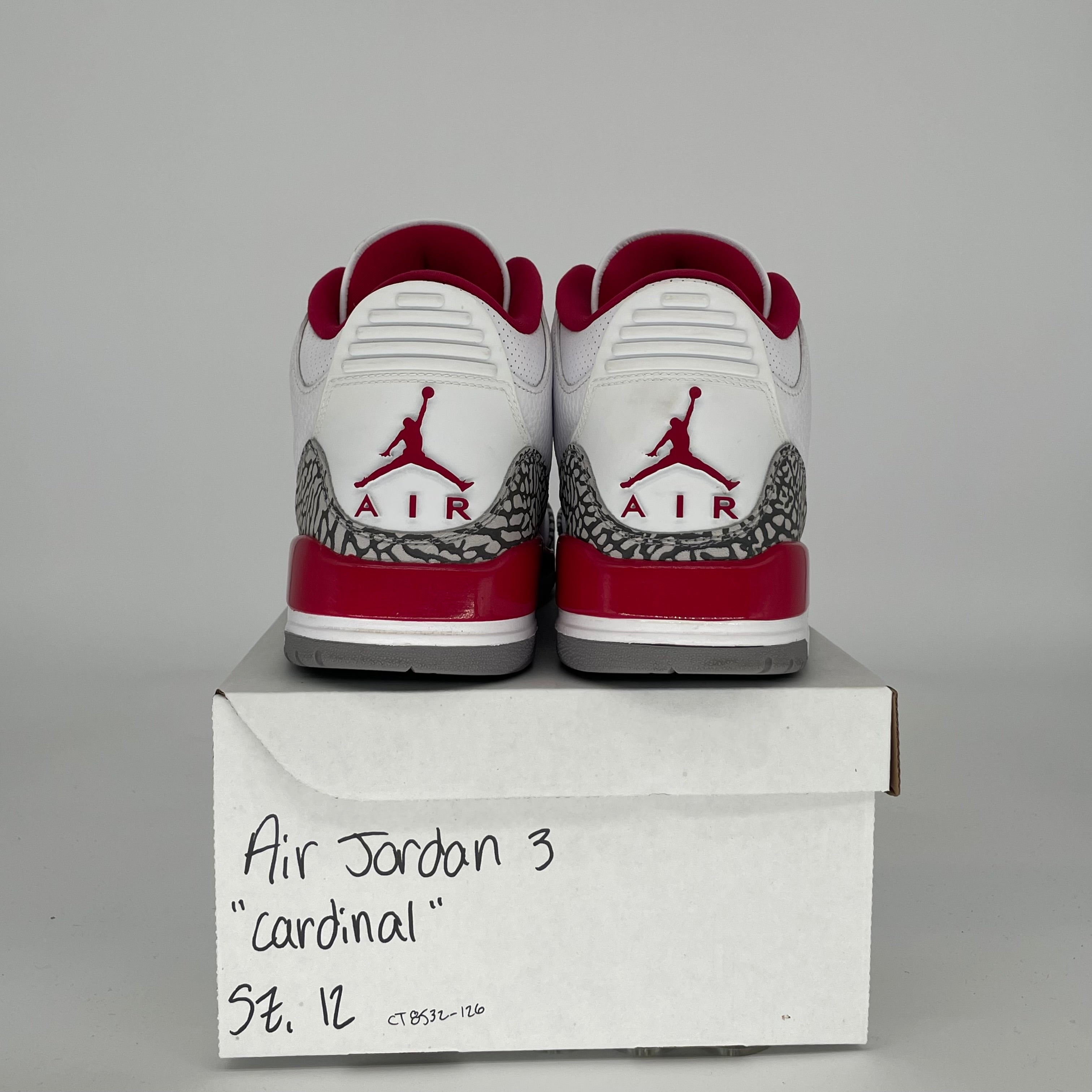AIR JORDAN 3 Cardinal Red Retro Basketball Shoes Men's Size 12 (CT8532-126) - Perfect for Sneaker Collectors & Streetwear Fashion