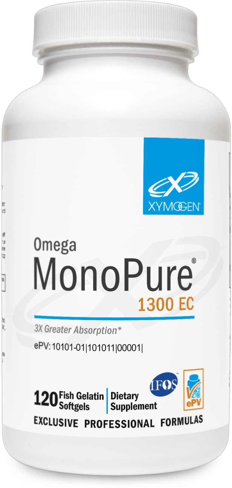 XYMOGEN Omega MonoPure 1300 EC - High Absorption Fish Oil Supplement with 3X Better Absorption - Premium DHA & EPA Omega-3 for Heart, Brain & Cognitive Health (120 Softgels) - Supports Cardiovascular Function & Mental Clarity for Active Adults