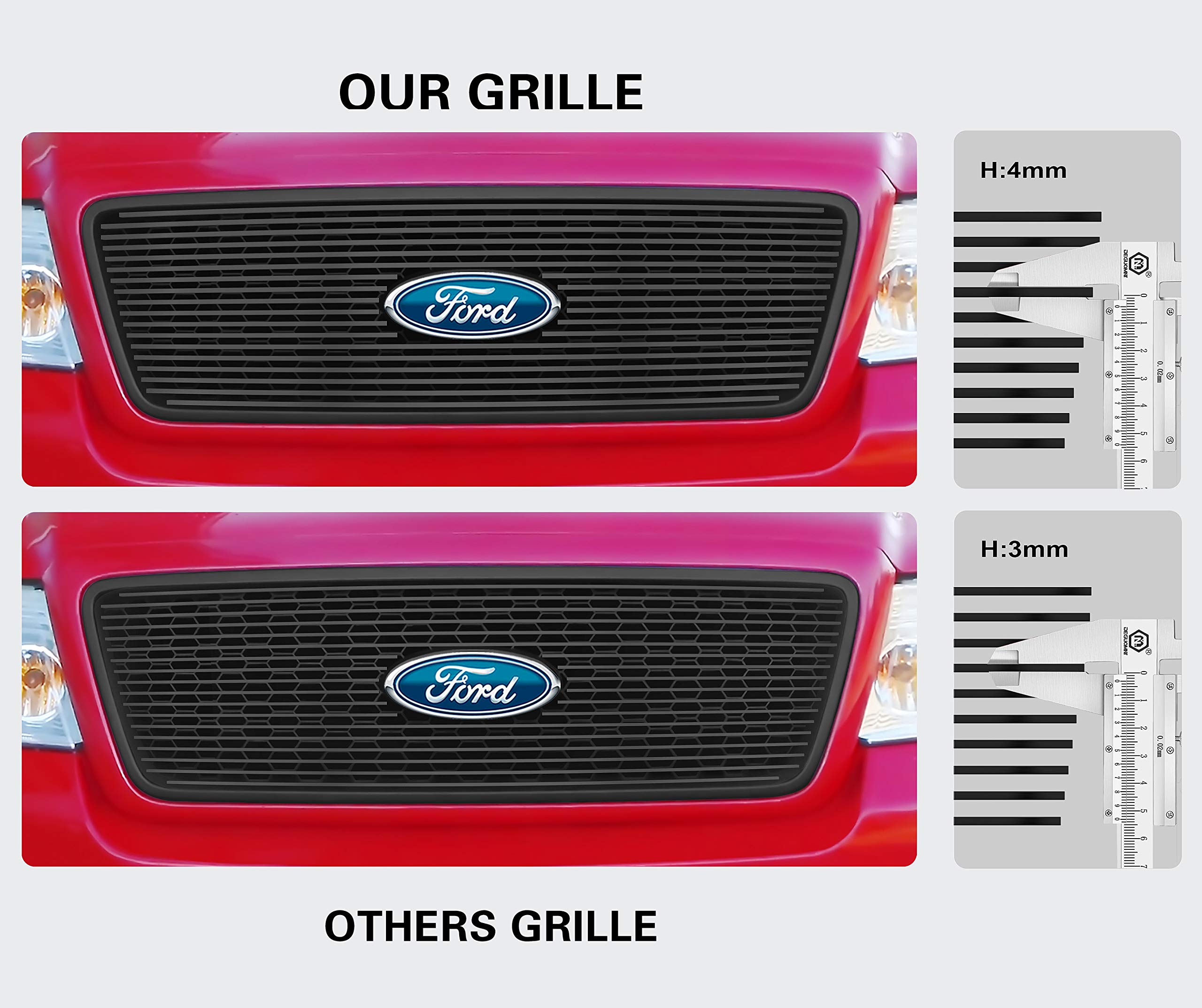 APS Black Aluminum Billet Front Grille Insert for 2014-2016 Kia Forte - Compatible with K65963H, Main Upper Horizontal Grill - Perfect for Car Customization & Style Upgrade