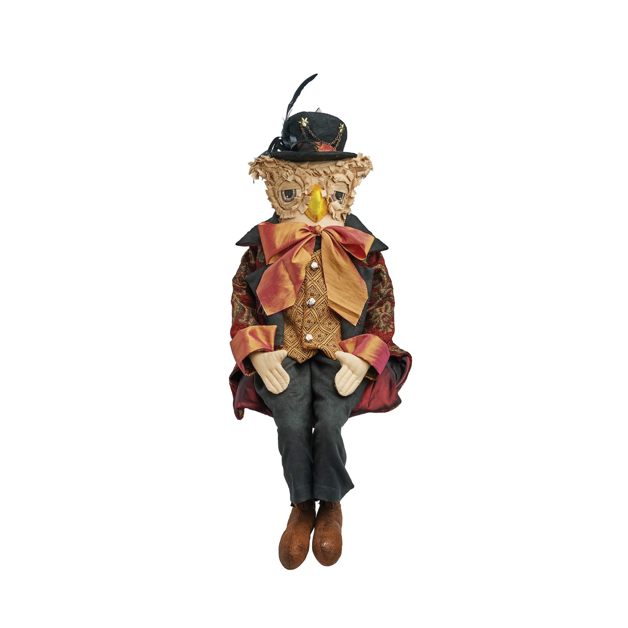 Joe Spencer GALLERIE II Halloween Mortimer Owl Harvest Large Folk Art Doll - Handcrafted Collectible Home Decor Figurine for Seasonal Display, Thanksgiving & Fall Decorations