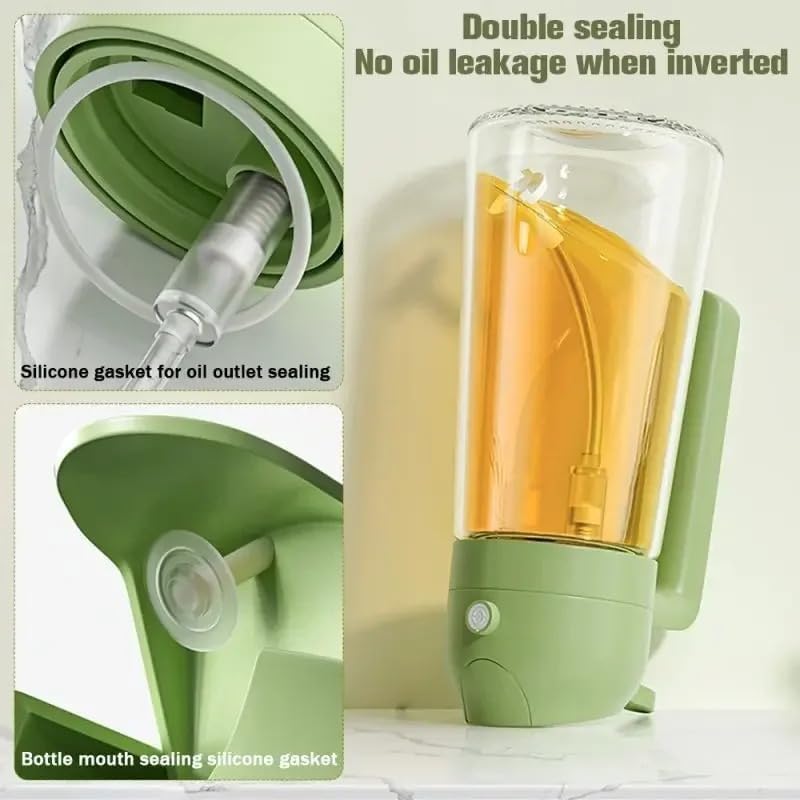 DECRUZ 2-in-1 Glass Oil Spray Bottle with Silicone Brush & Spatula - Kitchen Oil Dispenser for Cooking, Baking, Air Fryer, Salad, BBQ - Perfect for Oil, Vinegar & Marinades Spraying - Ideal for Home Chefs & Healthy Cooking