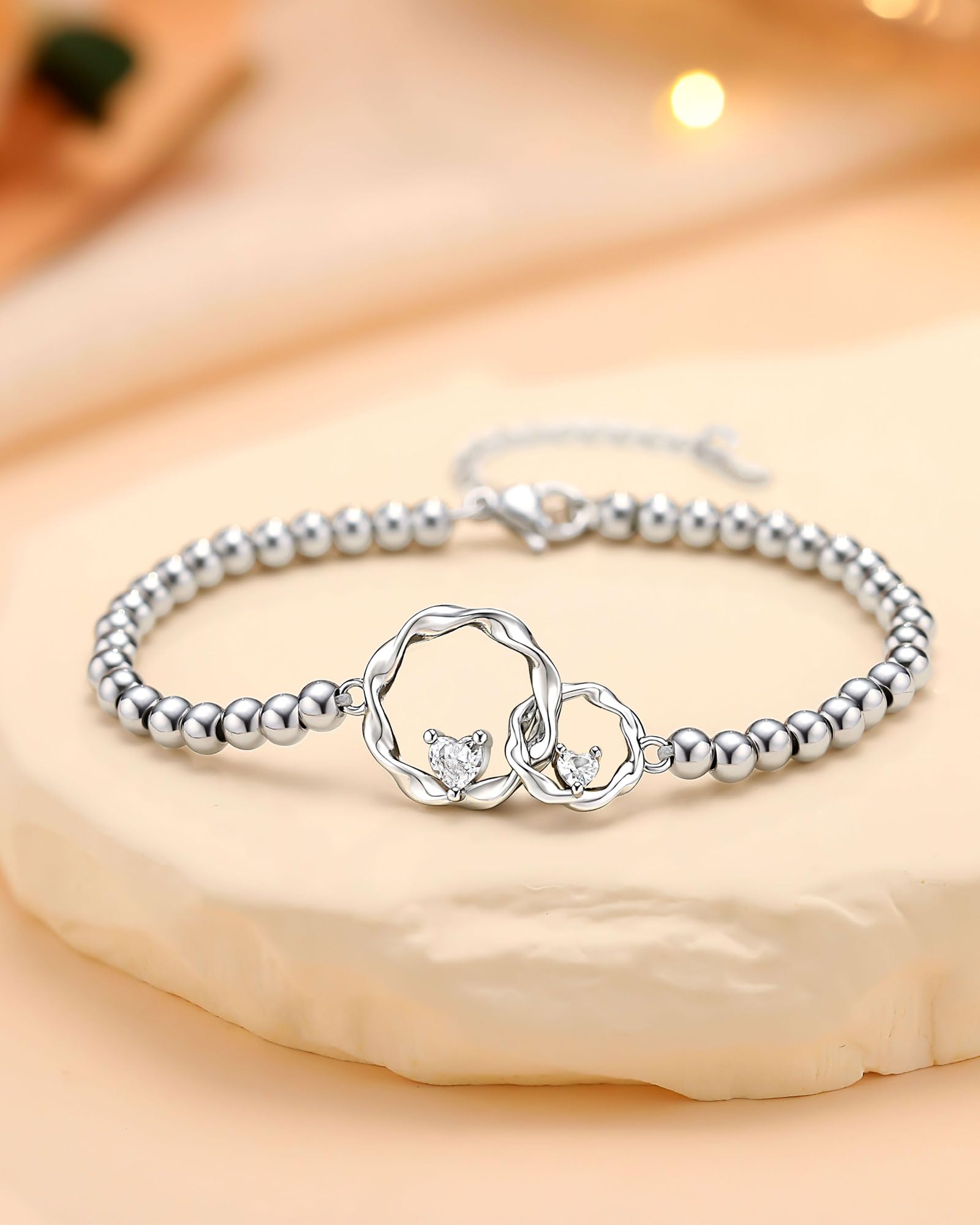 Interlocking 2 Circles Friendship Bracelet - Best Sister & Best Friend Gift for Christmas, Valentine's Day, Birthday - Women's Jewelry for Everyday Wear & Special Occasions
