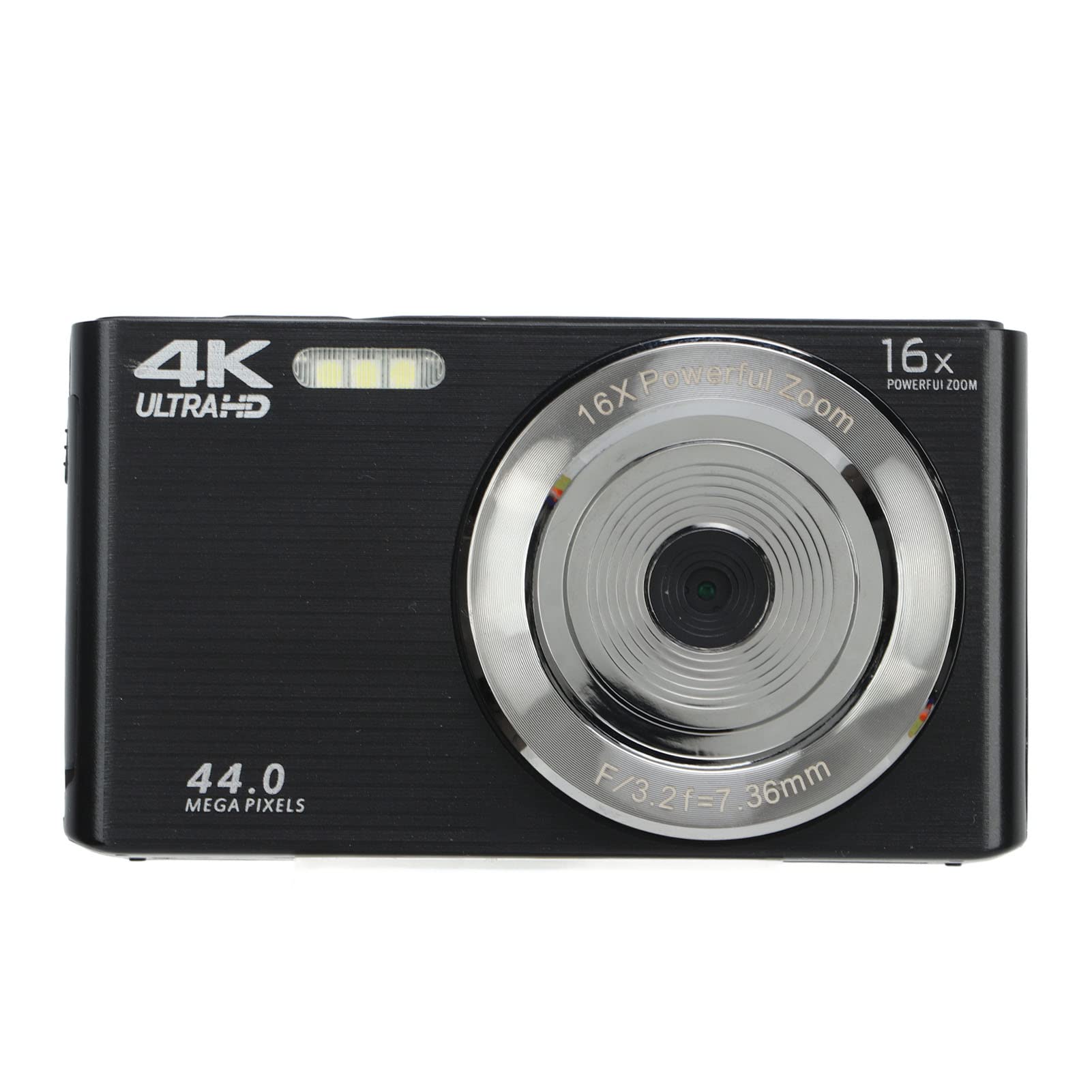 4K 44MP Digital Video Camera with 2.8in Screen & 16X Zoom - Shockproof Full HD Camcorder for Vlogging, Travel, Sports & Family Events (Black)