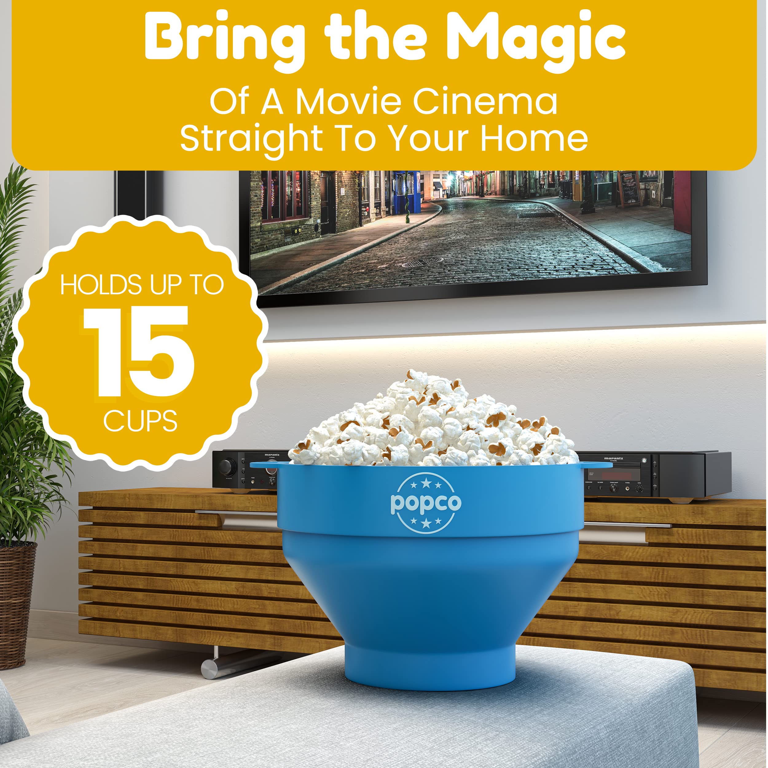 Hotpop Collapsible Silicone Microwave Popcorn Popper - Large Popcorn Maker with Handles for Quick Snacks - Dishwasher Safe BPA-Free Popcorn Bowl - Perfect for Movie Nights, Parties & Family Gatherings - Orange