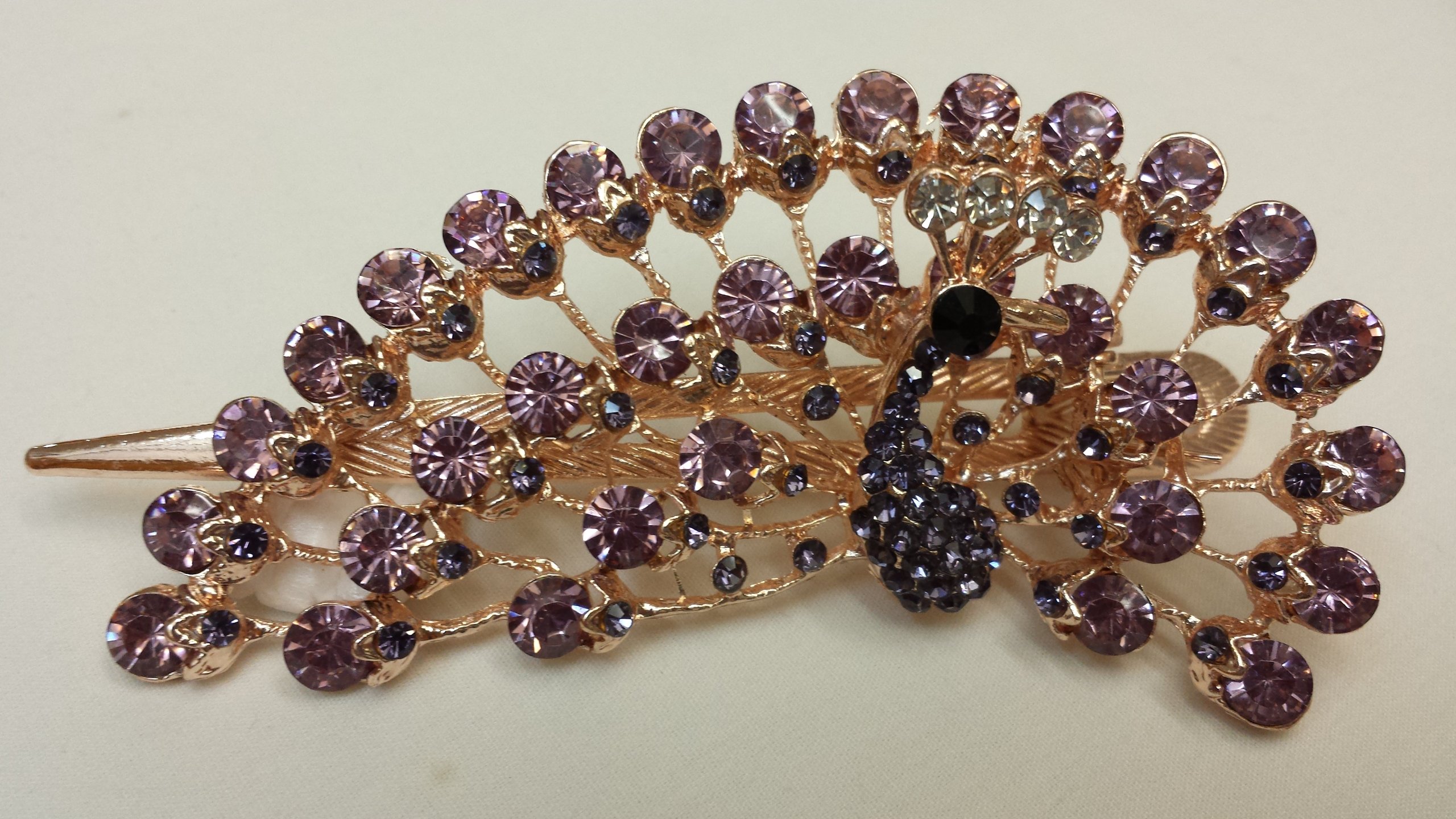 Sparkling Crystal Rhinestone Peacock Hair Clips - Large Amethyst Hair Pins & Sticks for Women | Elegant Hair Accessories for Weddings, Parties & Special Occasions