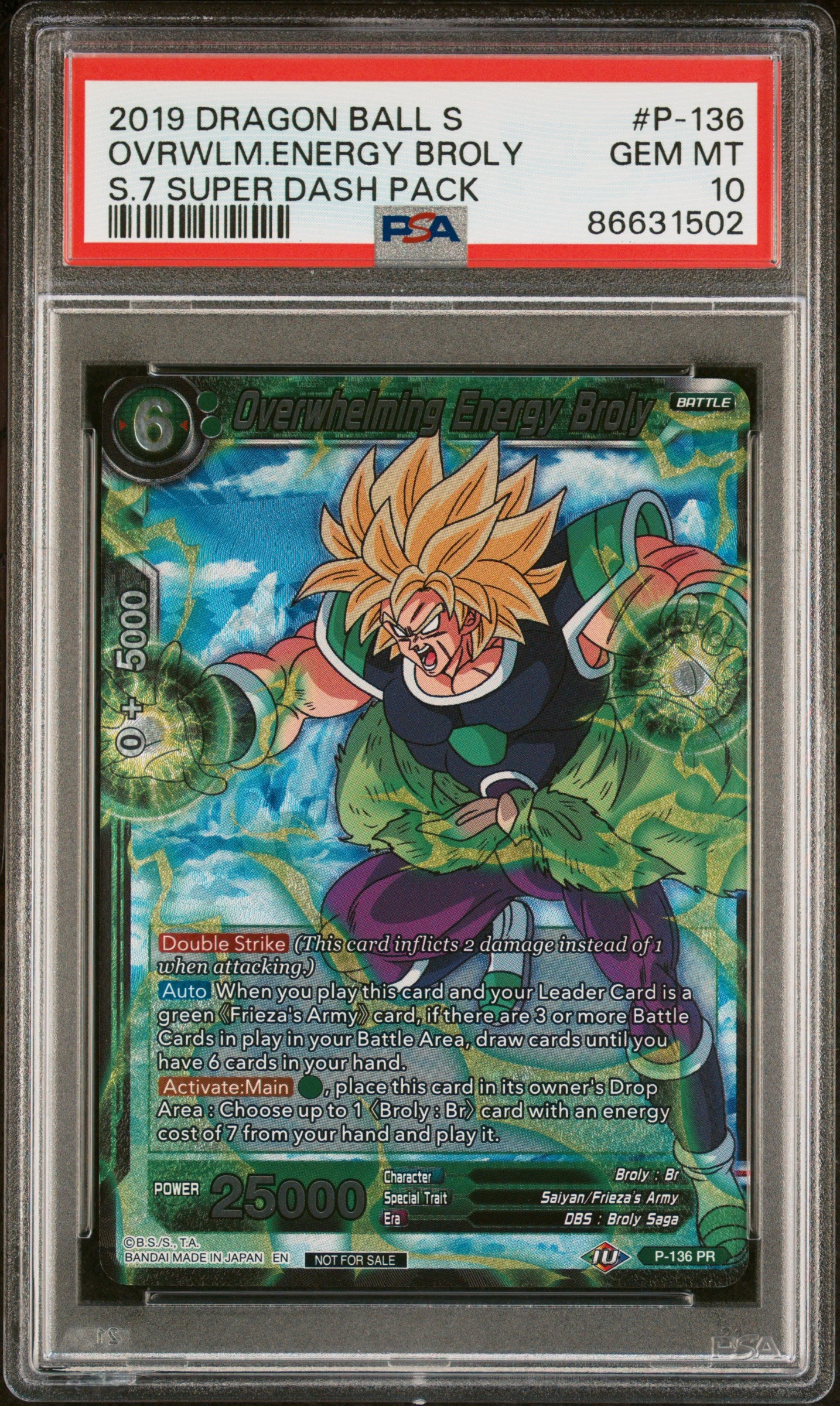 2019 Dragon Ball Super Overwhelming Energy Broly #P136 PSA 10 Graded Card - Perfect for Collectors, Anime Fans & Investment - Display in Home, Office or Gaming Room