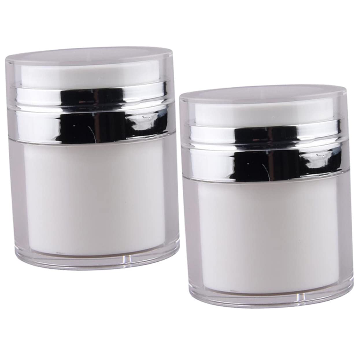TENDYCOCO 2-Pack Vacuum Cream Jars with Lids - Leakproof Travel Lotion Containers, Empty Face Cream Pump Bottles & Sample Jars for Toiletries | Perfect for Skincare, Makeup Samples & Travel Essentials