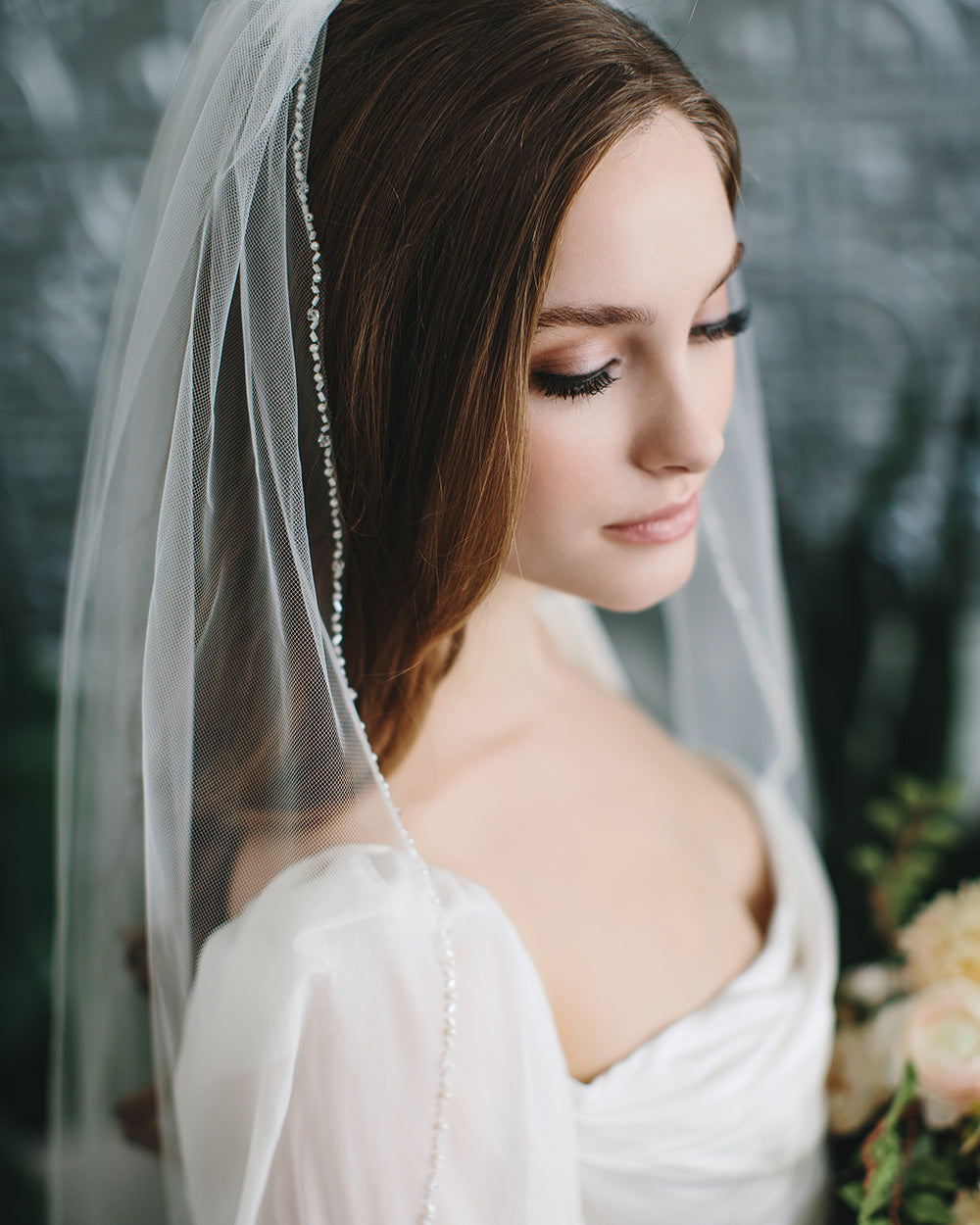 Elegant Beaded Wedding Veil - Sheer & Lightweight Bridal Accessory for Boho, Beach & Garden Weddings