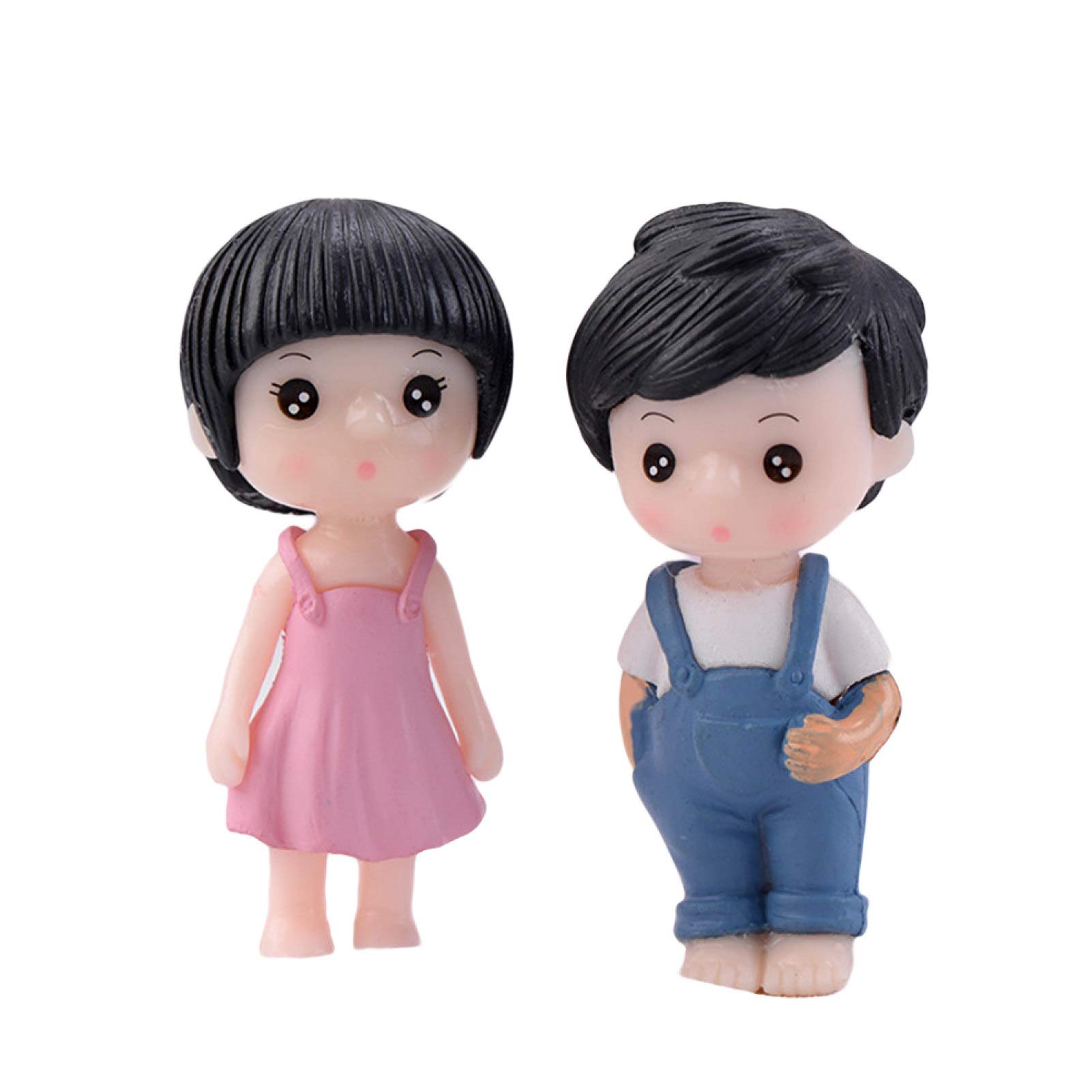 Walbest Miniature Garden Decor - 2Pcs Resin Couple Figurines (Blue & Pink) for Wedding, Easter, Yard Ornaments & DIY Miniature Landscapes | Perfect for Home Decor, Table Centerpieces and Gift Giving