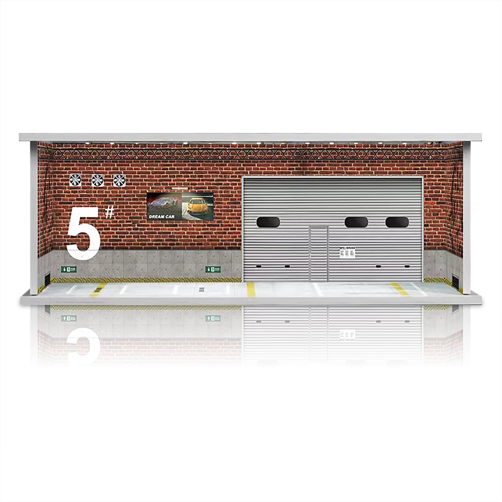 Hot Wheels Display Case - Stackable 1/64 Scale Matchbox Toy Car Parking Garage with LED Lights & Acrylic Cover | Foamboard Storage for Monster Trucks | Red Brick Design | Perfect for Collectors & Showcase Displays