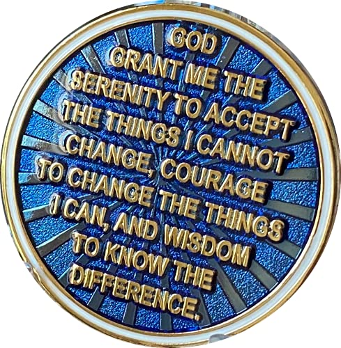 2 Year AA Medallion - Cosmic Blue Glitter Gold Plated Chip for Recovery & Sobriety - Perfect for 12-Step Meetings, Anniversary Gifts & Spiritual Support