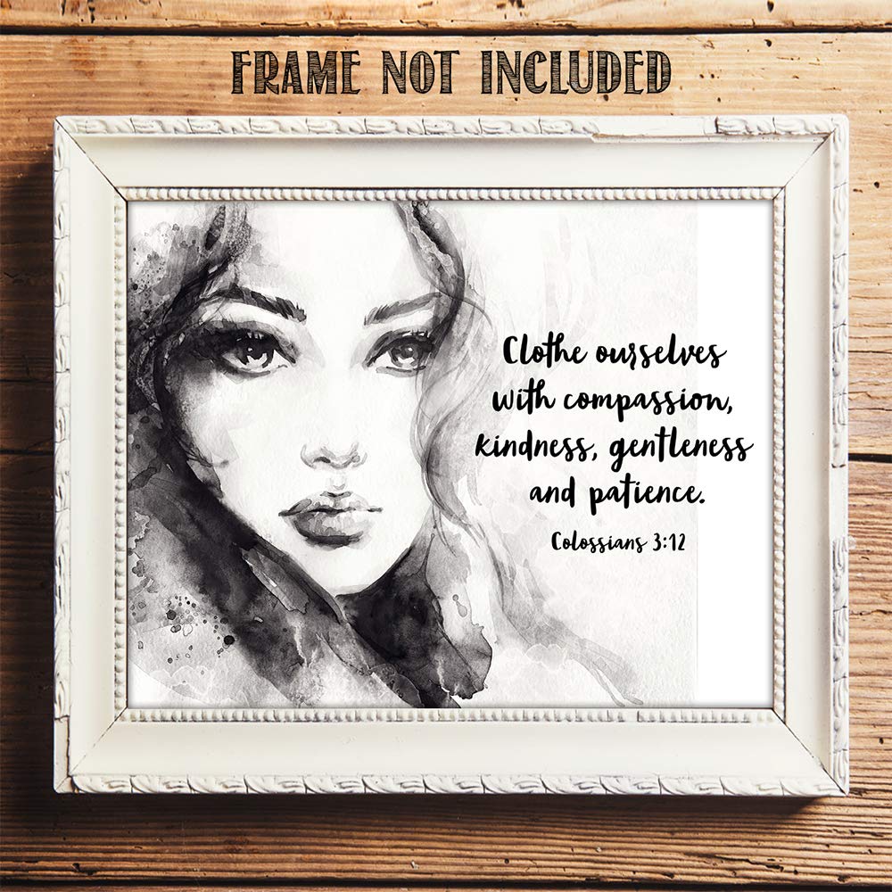 TJ Originals - Inspirational Christian Bible Verse Wall Art Print (Colossians 3:12) - 11x14 Scripture Decor for Home, Office & Church - Perfect Gift for Women, Family & Friends - Birthday, Housewarming & Religious Occasions