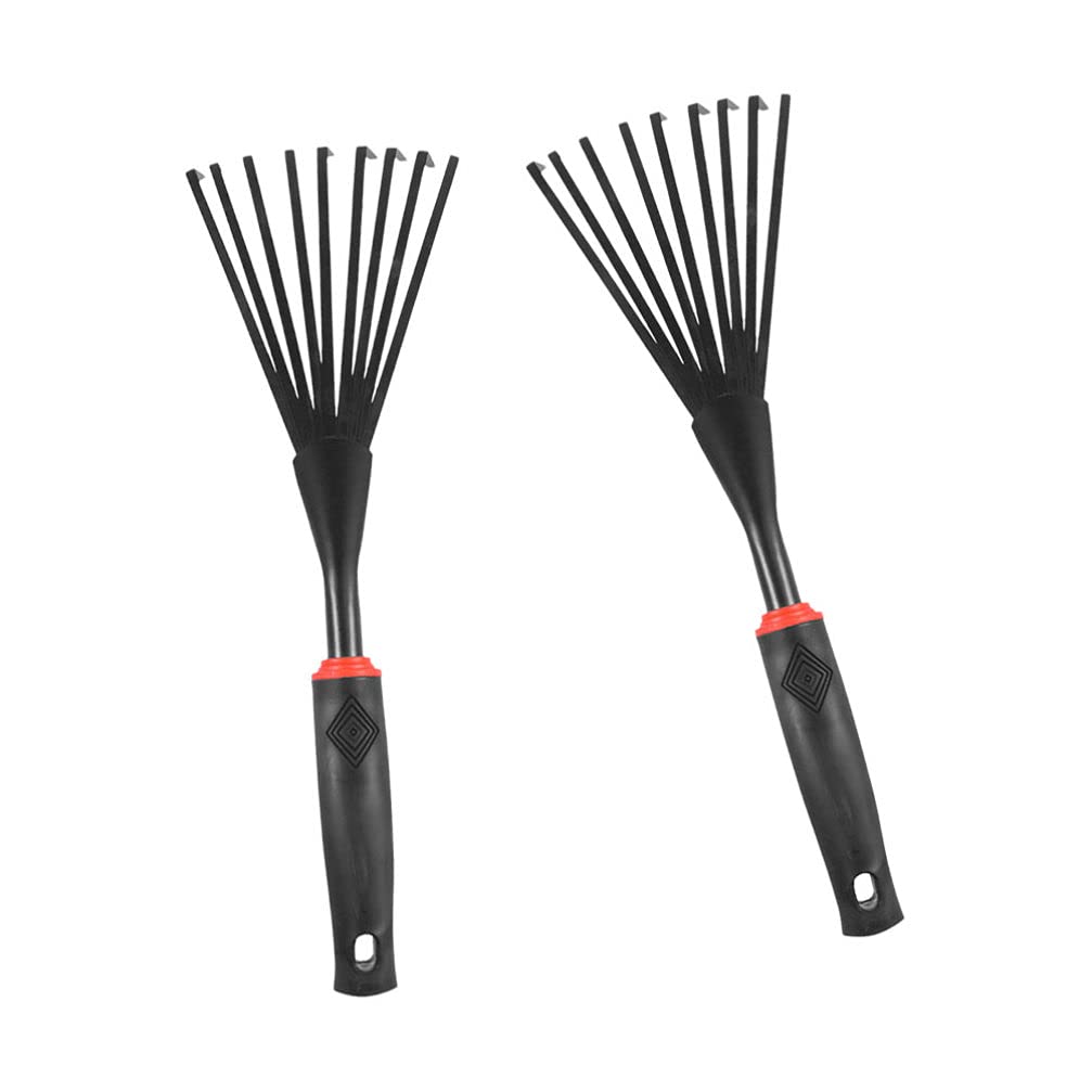 YARNOW 2-Pack Metal Leaf Rake - 9 Teeth Heavy Duty Garden Rake for Weeds, Leaves, and Grass - Perfect for Yard Cleanup, Lawn Maintenance, and Fall Leaf Collection