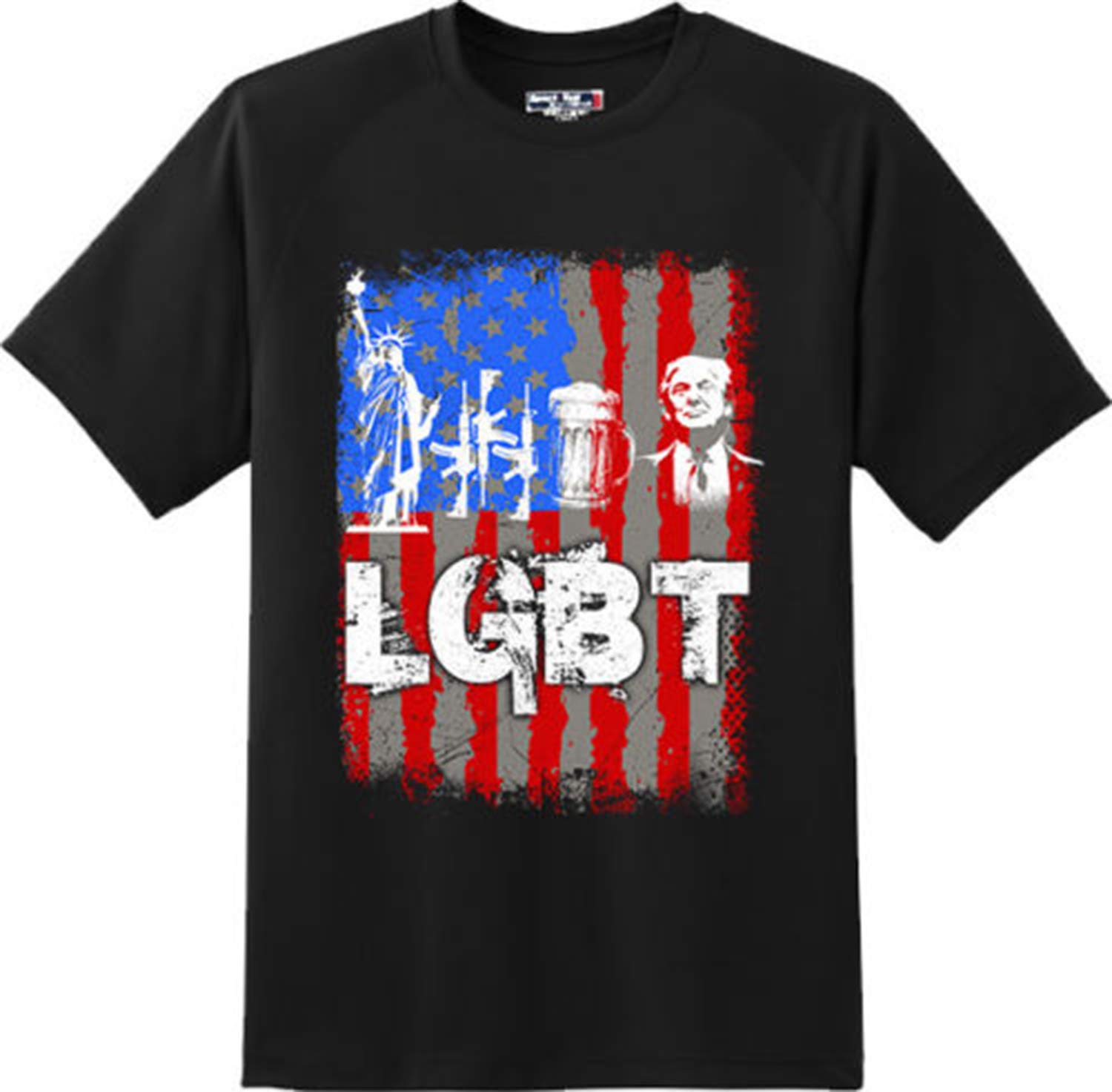 Liberty Gun Beer Trump America Freedom Graphic T-Shirt - Patriotic Vintage Style Tee for Men & Women - Perfect for 4th of July, BBQ Parties & Political Events