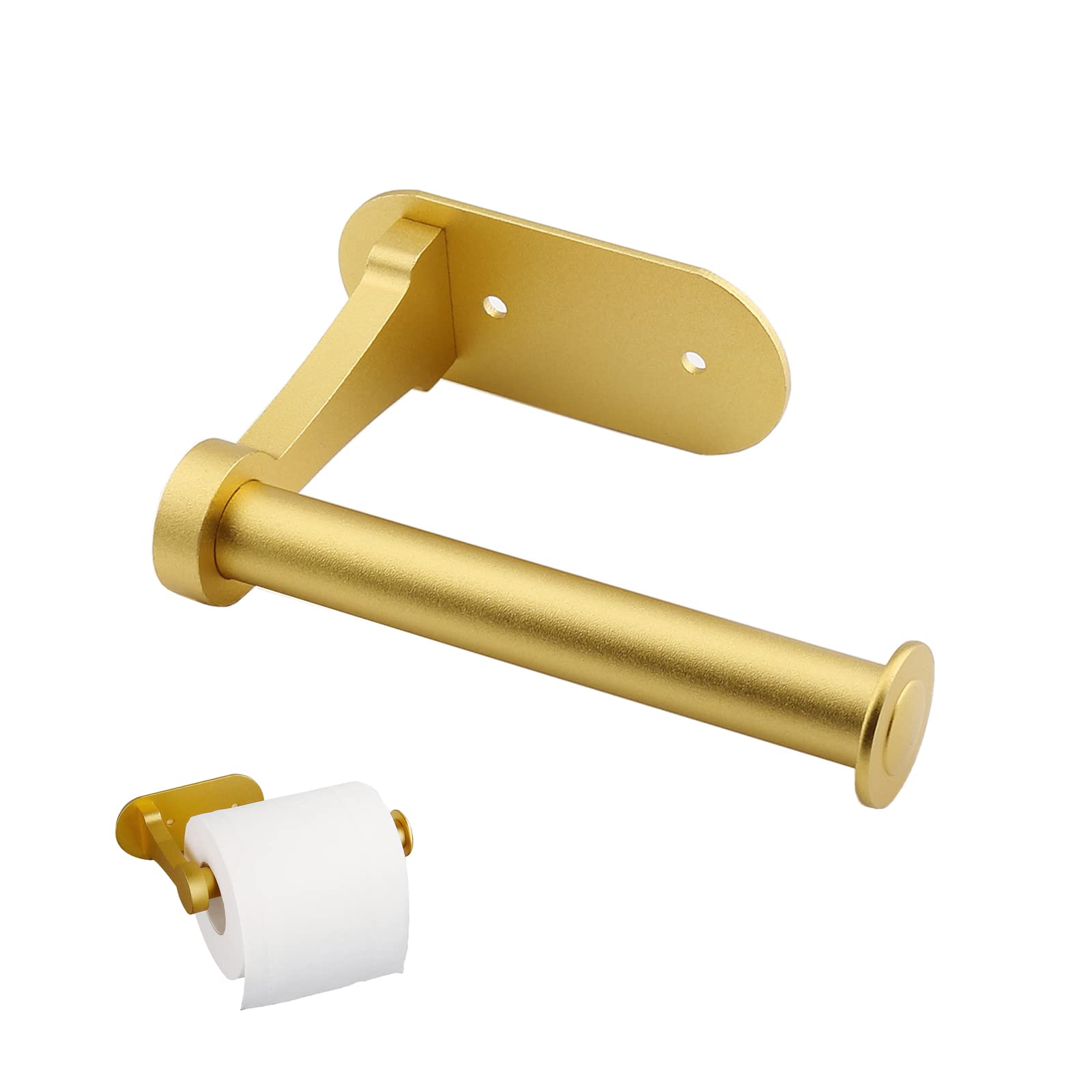 Premium Gold Toilet Paper Holder - Self-Adhesive & Screw Mount Bathroom Tissue Roll Stand for Home, RV, Office | Durable Metal Towel Dispenser with Easy Installation (Golden)