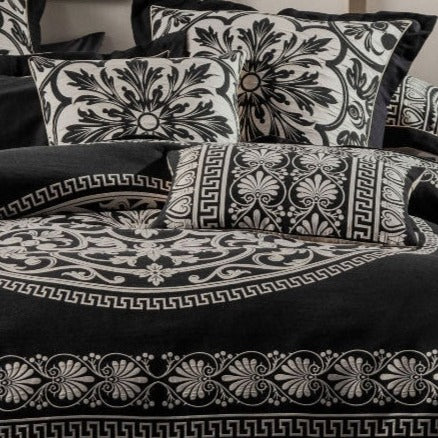 Premium Black Long Filled Cushion by GRACE Linen House - Soft Decorative Throw Pillow for Sofa, Bed & Lounge - Perfect for Living Room, Bedroom & Home Decor