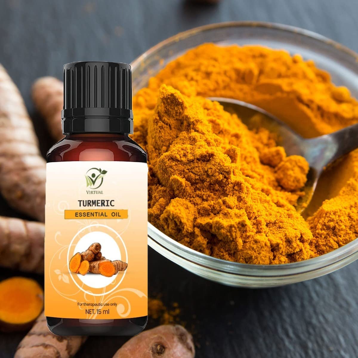 100% Pure Natural Turmeric Essential Oil for Skin Brightening - Fights Acne, Pigmentation & Dark Spots - Best Facial Oil for Summer Skincare - Perfect for Daily Use & Nighttime Routine