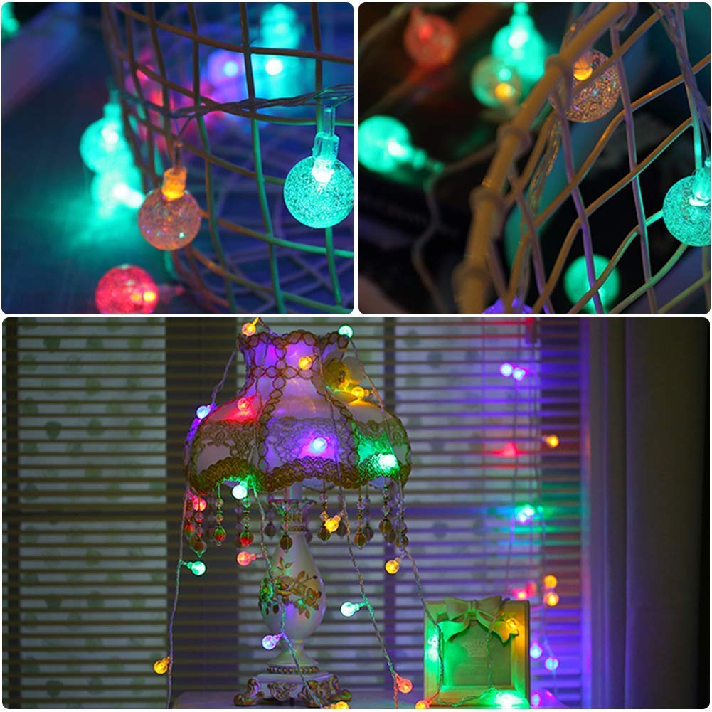 30LED Crystal Ball String Lights - 19.6ft Battery Operated Fairy Lights with Remote Control for Indoor/Outdoor Decor, Garden, Wedding & Party | Romantic Ambiance Lighting for Bedroom, Patio & Special Events