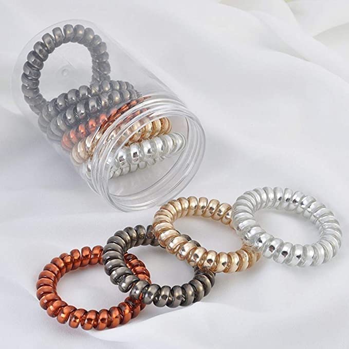 DIVERSA Spiral Hair Ties - Colorful Elastic Rubber Band Hair Ropes for Women & Girls (5 Pack, Multicolor) | Perfect for Braids, Ponytails & Everyday Hairstyles