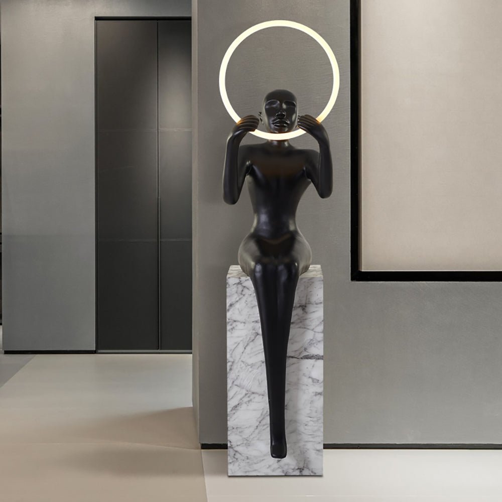 Elegant Elena Sculpture Floor Lamp - Modern Home Decor Lighting for Living Room, Bedroom & Office - Adjustable Height & Warm White LED Bulb Included - Perfect for Reading, Relaxing & Creating Ambiance