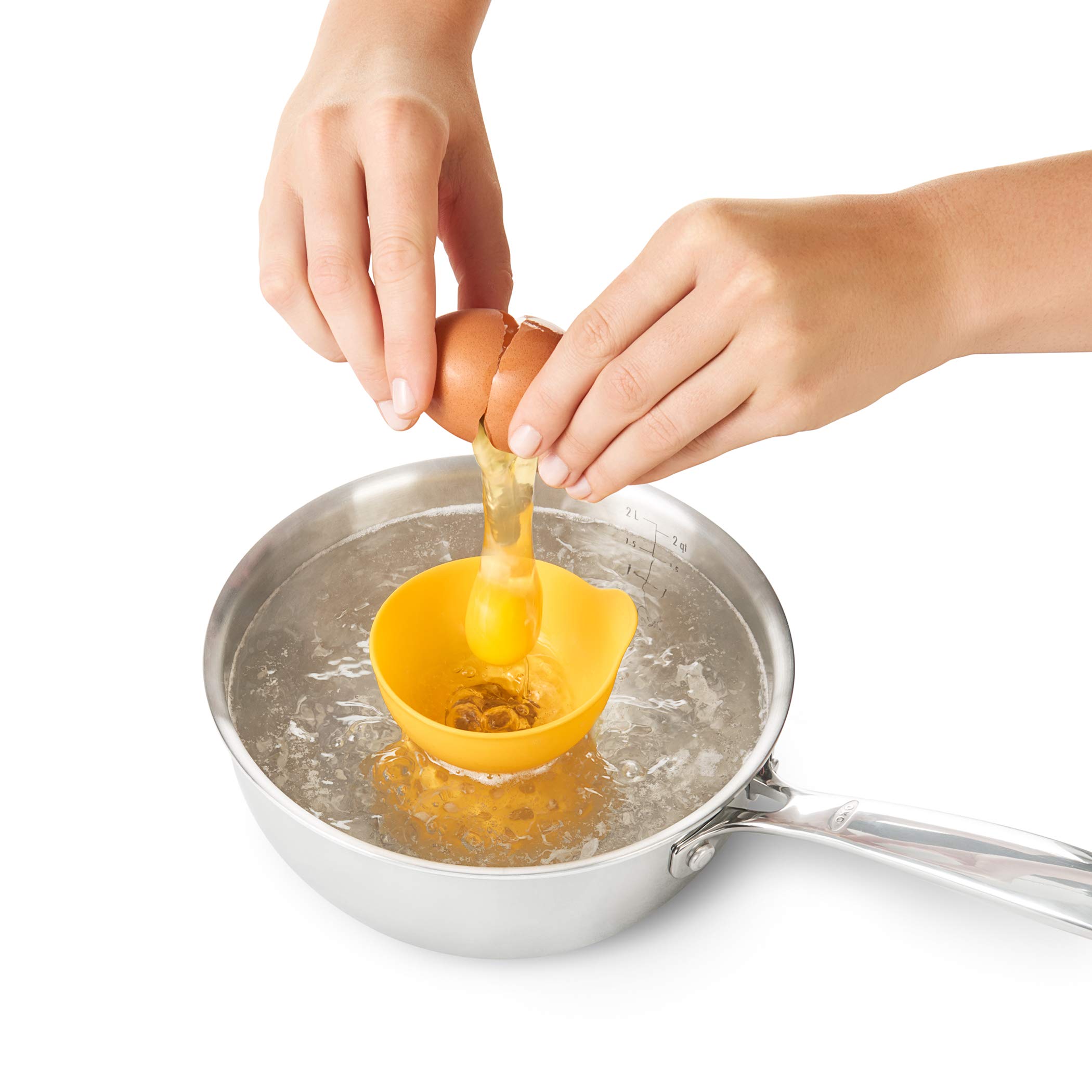 OXO Good Grips Silicone Egg Poachers Set of 2 - BPA-Free Non-Stick Egg Cooker for Perfect Poached Eggs - Ideal for Breakfast, Brunch & Meal Prep (Yellow)