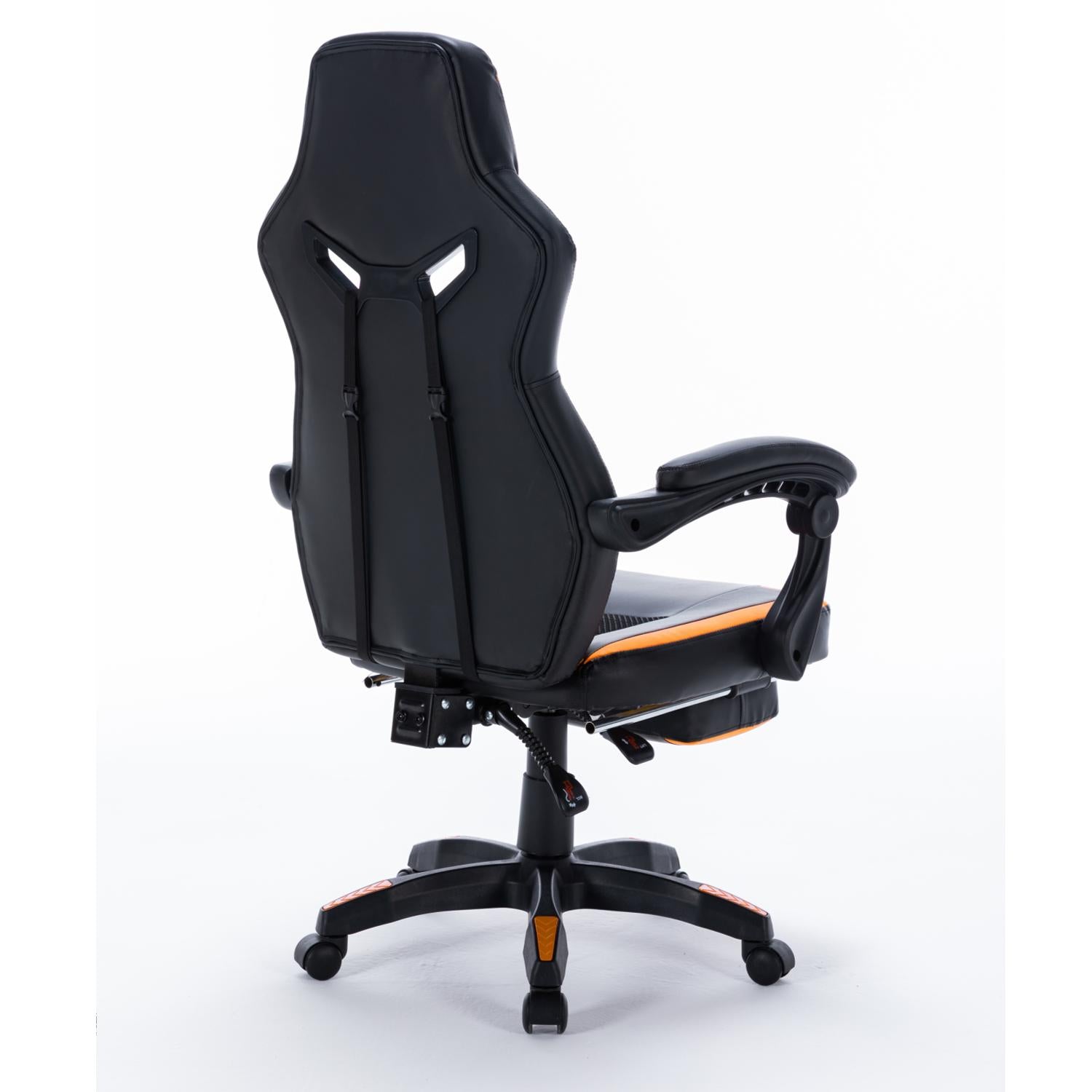 Premium Footrest Series - 8221 Ergonomic Gaming Chair (Black & Orange) for PC, Office & Home Use - Enhance Comfort & Support for Long Gaming Sessions & Work