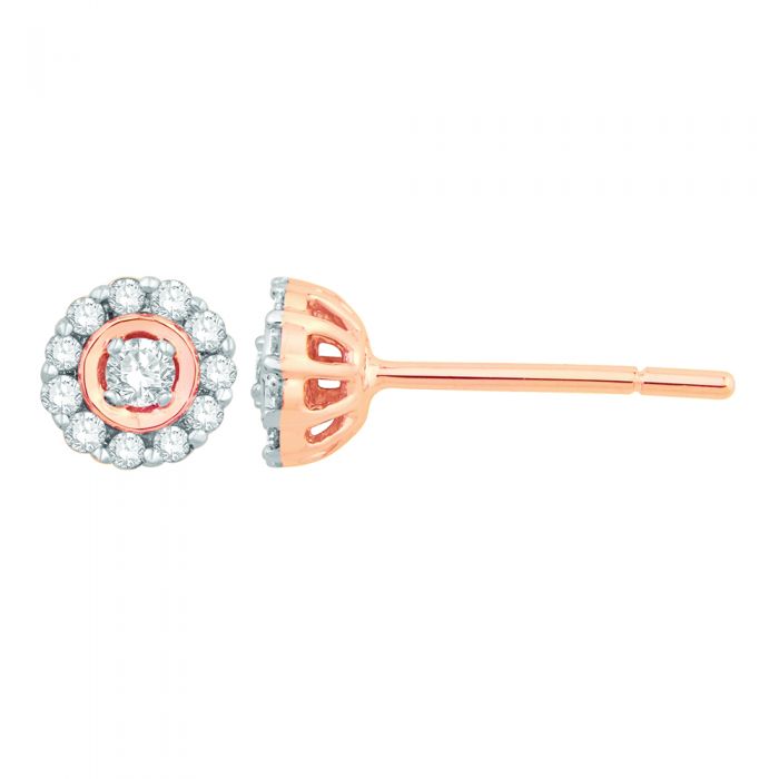 9ct Rose Gold Diamond Stud Earrings - 15 Points of Sparkling Diamonds for Women, Perfect for Weddings, Parties & Everyday Elegance