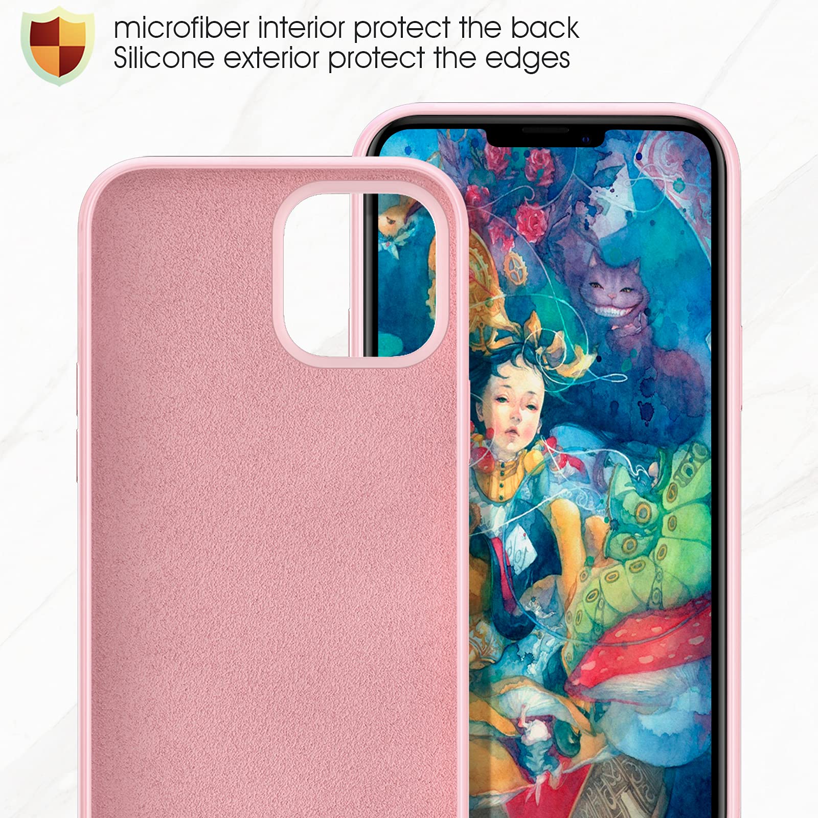 MILPROX iPhone 13 Pro Max Case (2021) with Screen Protector - Shockproof Liquid Silicone Cover with Soft Microfiber Lining | Protective Bumper Gel Shell | Perfect for Work, Travel & Everyday Use - Pink