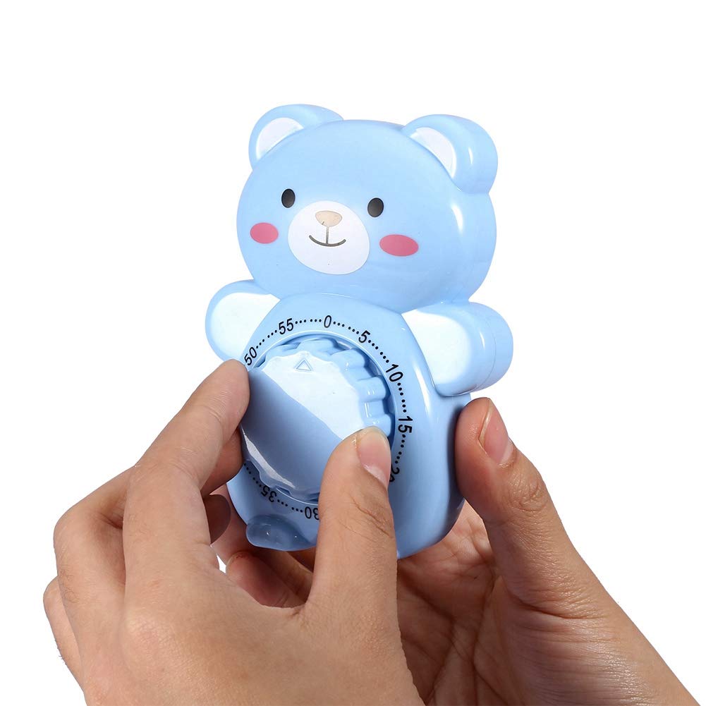 Cute Bear Mechanical Kitchen Timer - Blue for Baking & Cooking