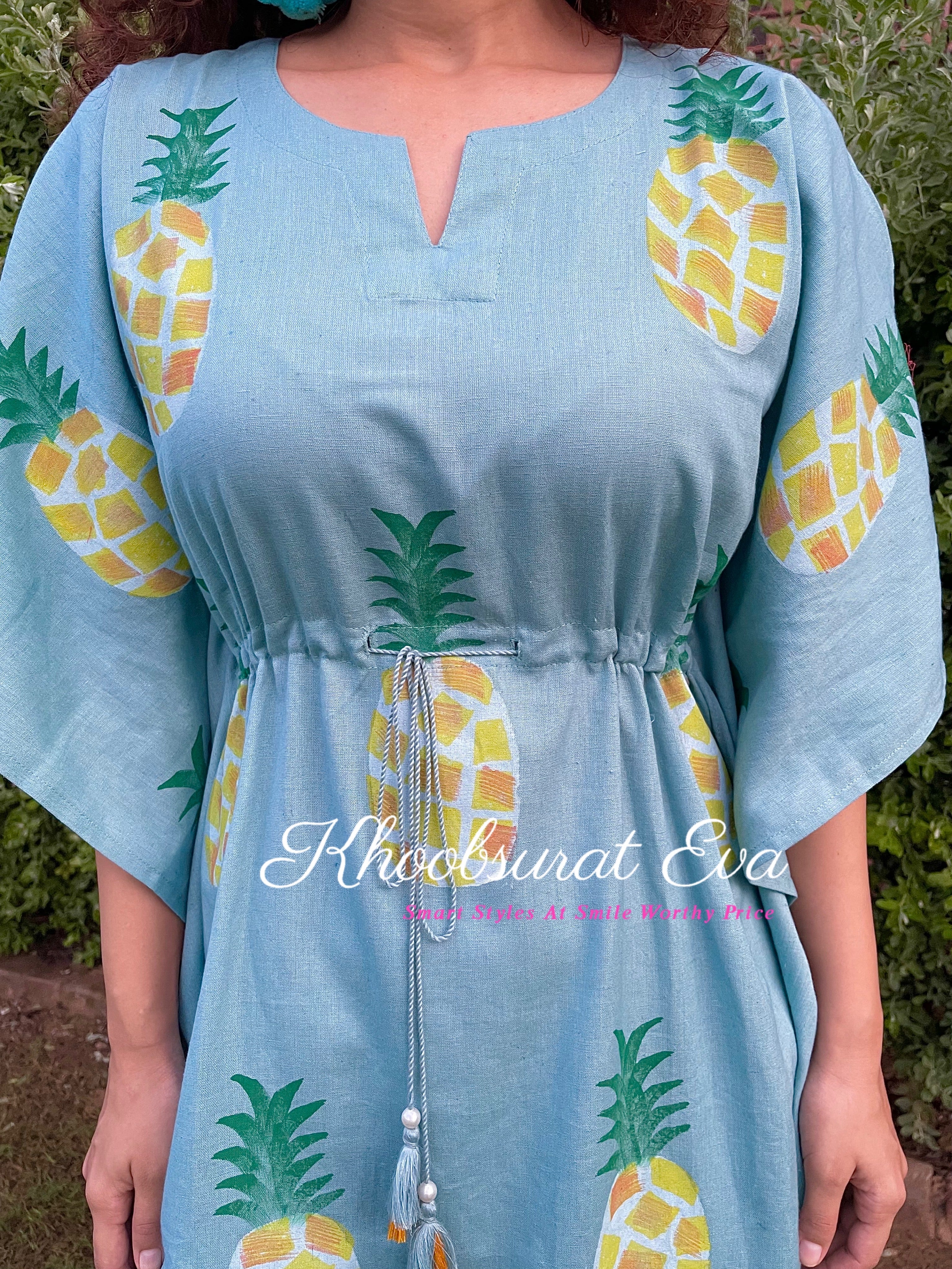 Island Paradise Kaftan - Flowy Beach Cover Up Dress for Women | Boho Summer Maxi Dress with Pockets | Perfect for Vacations, Pool Parties & Tropical Getaways