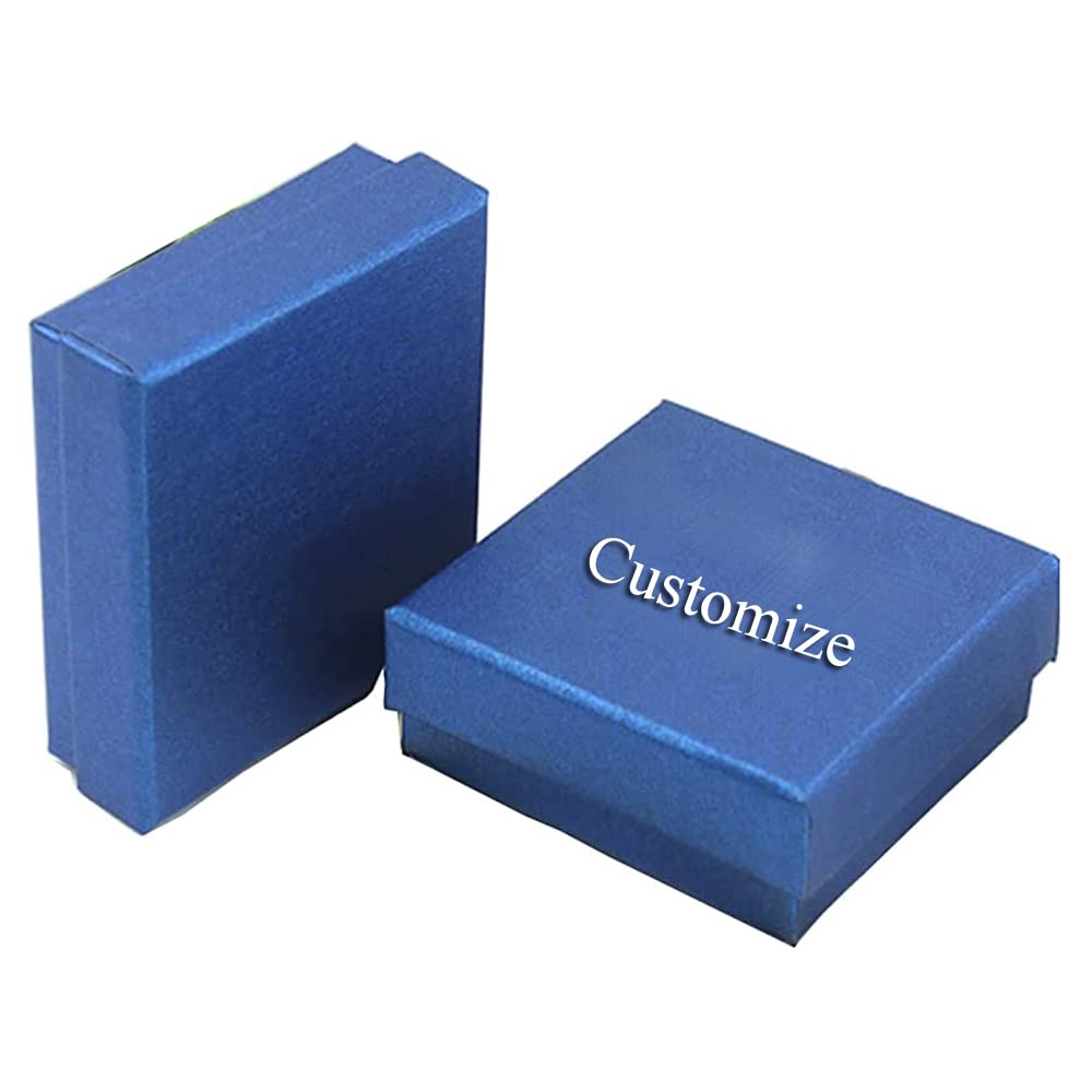 Kingbell Custom Blue Jewelry Storage Box - 7x7x1.6cm Kraft Paper Gift Box for Rings, Necklaces & Earrings - Perfect for Wedding, Birthday & Anniversary Gifts