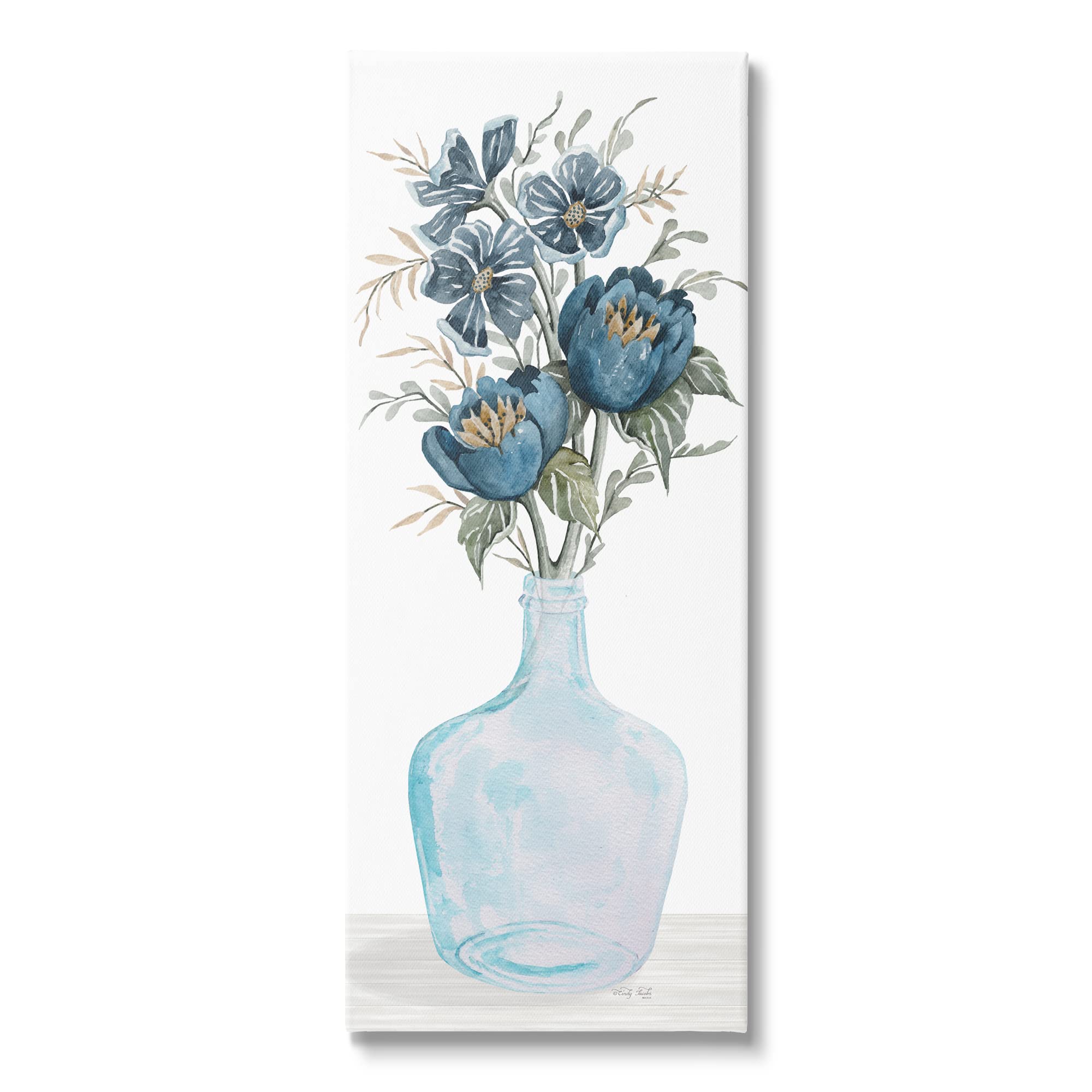 Stupell Industries Blue Poppies Blossoms Transparent Glass Vase Bouquet - Floral Home Decor for Living Room, Dining Table & Wedding Centerpieces | Designed by Cindy Jacobs