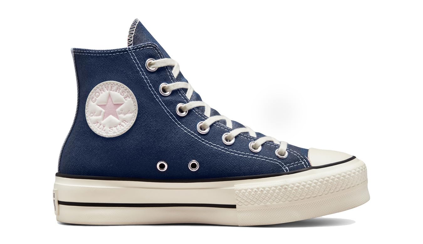 Converse Women's Chuck Taylor All Star Lift Sneakers - Navy Blue & Pink Size 8 | Comfortable Platform Shoes for Casual Wear, Street Style & Everyday Fashion