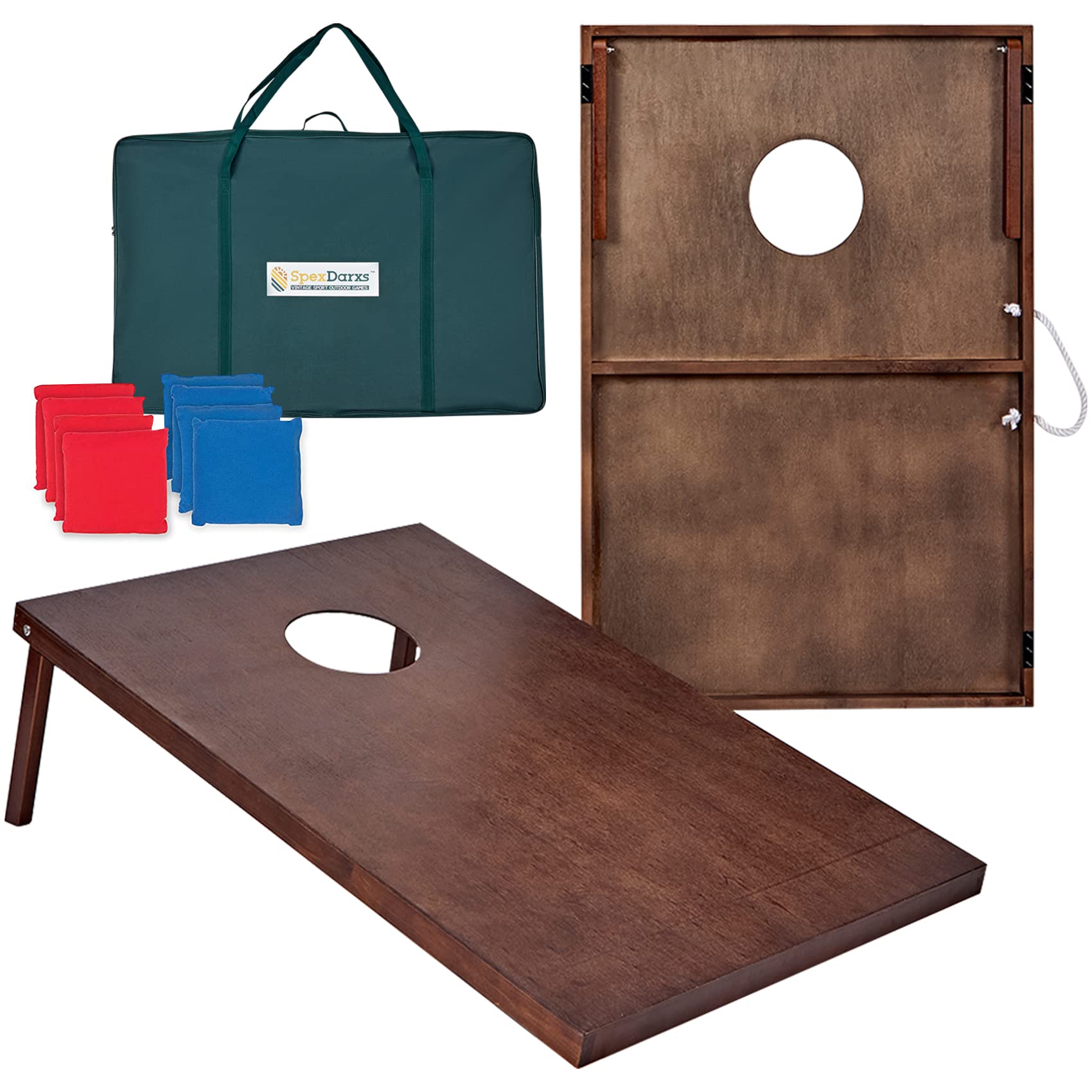 Premium Wooden Cornhole Game Set - 3x2FT & 4x2FT Boards with 8 Bean Bags & Carry Case - Portable Outdoor Lawn Game for Backyard, Tailgating, Beach, and Camping Parties