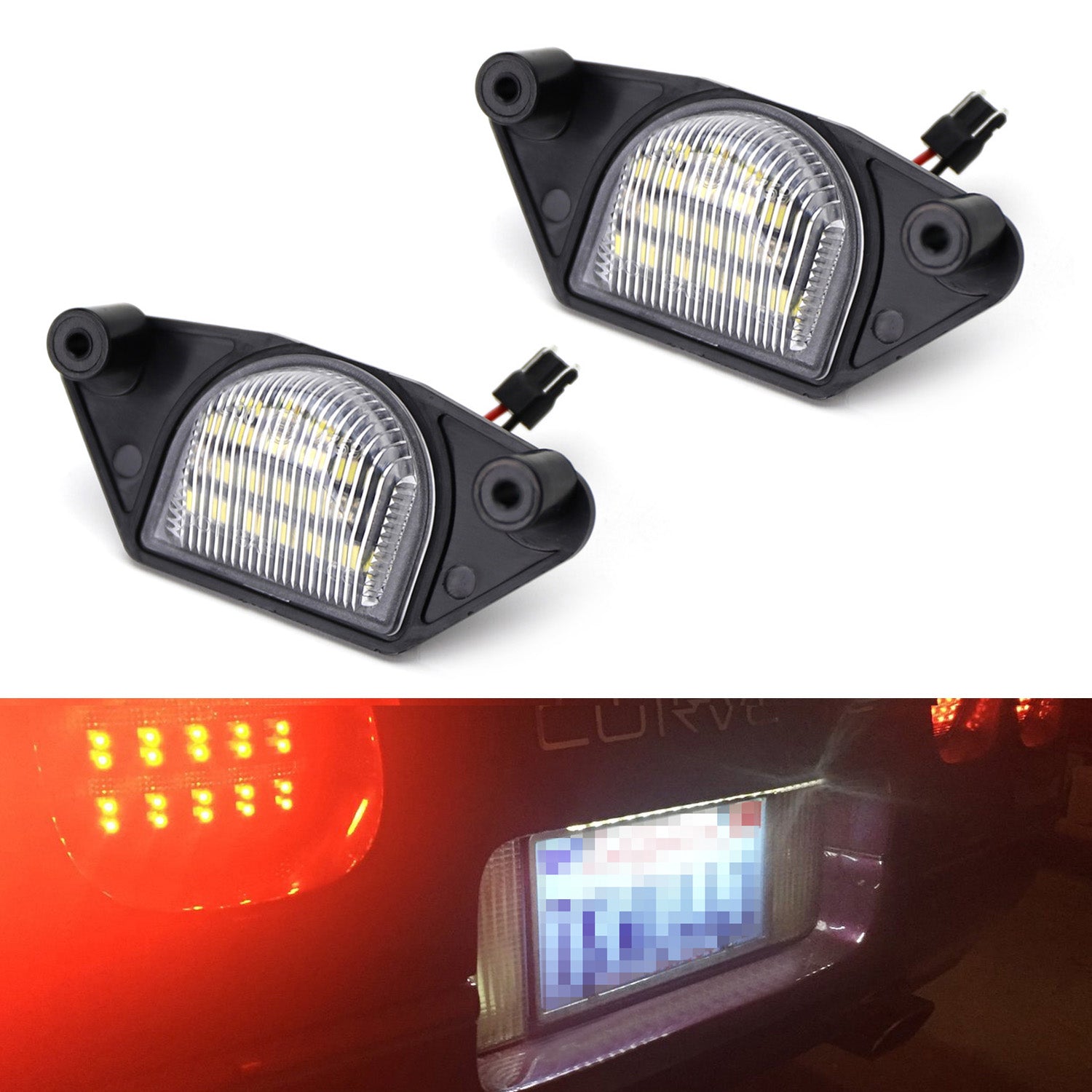 18 SMD Full LED License Plate Light Kit for Chevy Corvette 1984-2013 & Impala 2000-2005 - Bright White Super Bright License Plate Bulbs for Night Driving & Car Customization