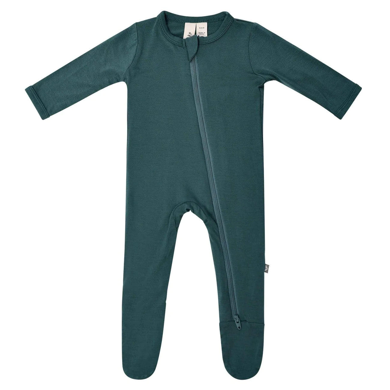 Kyte Baby Zippered Footie Pajamas - Emerald Green Soft Organic Cotton Sleepsuit for Infants & Toddlers - Cozy & Breathable for Nighttime & Naptime Comfort