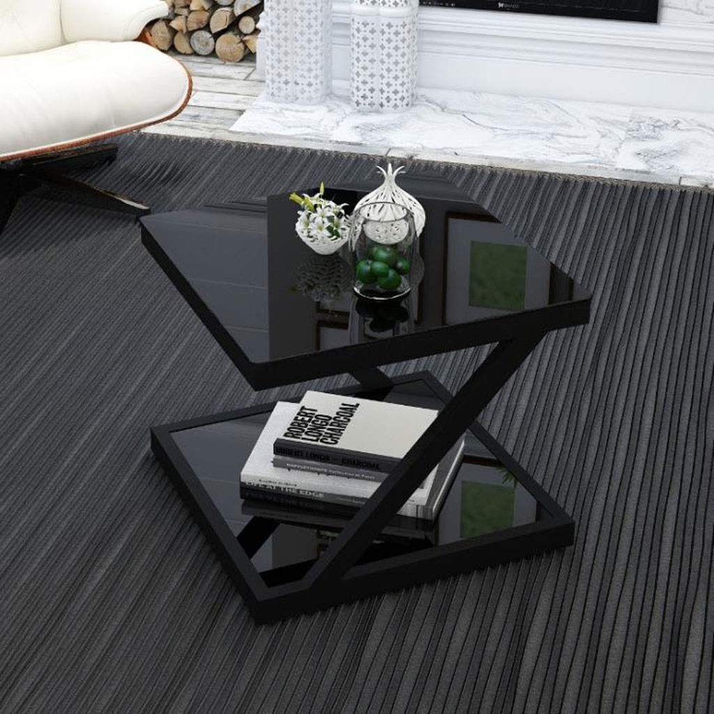 Modern Square End Table with Tempered Glass Top - 50x50x50cm Metal Frame Side Table, Nightstand, Coffee Table for Living Room, Bedroom, Office - Stylish & Durable Sofa Table for Small Spaces