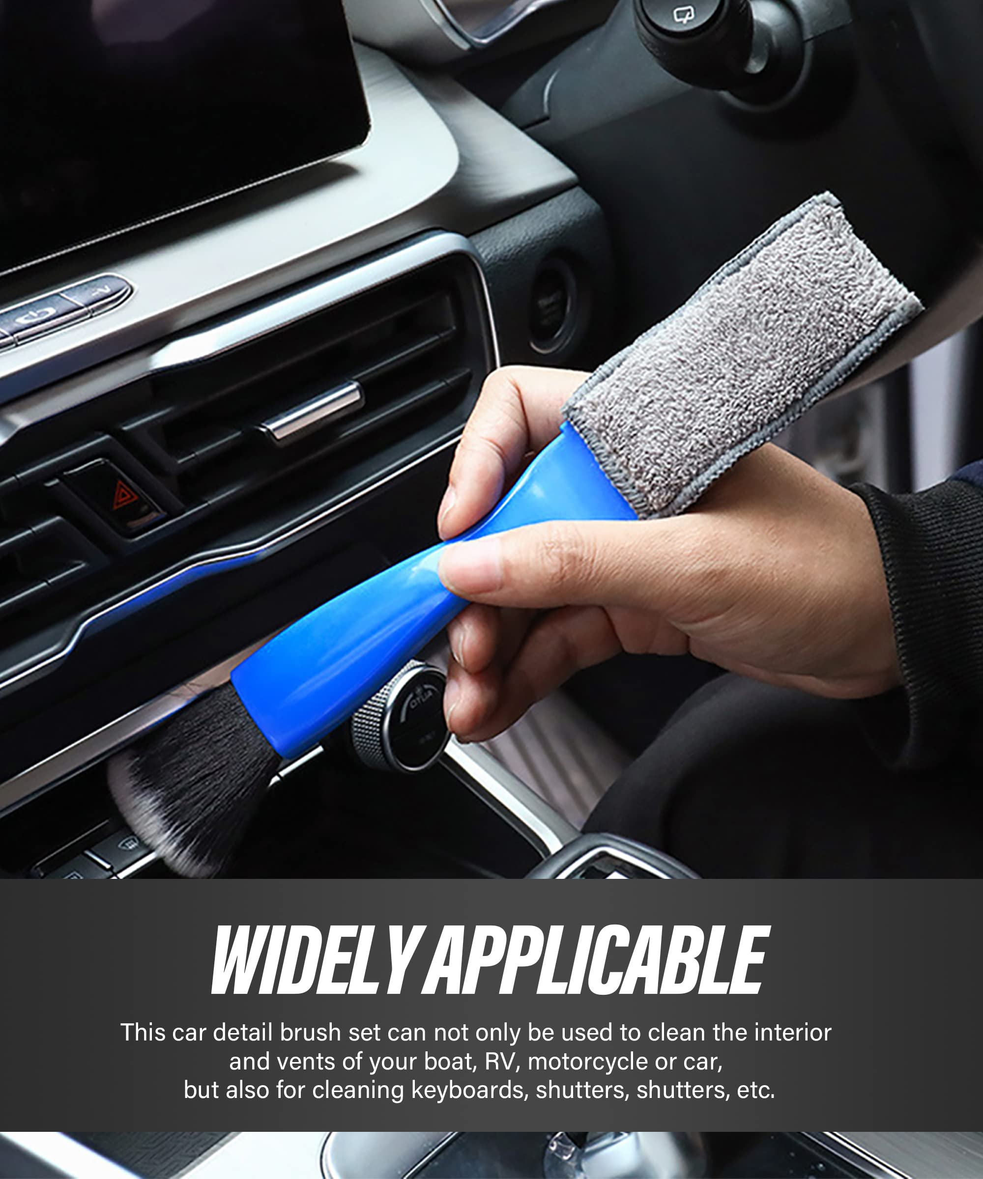 2-in-1 Car Duster Brush - Dual Head Auto Interior Detailing Tool for Car Cleaning (Black)