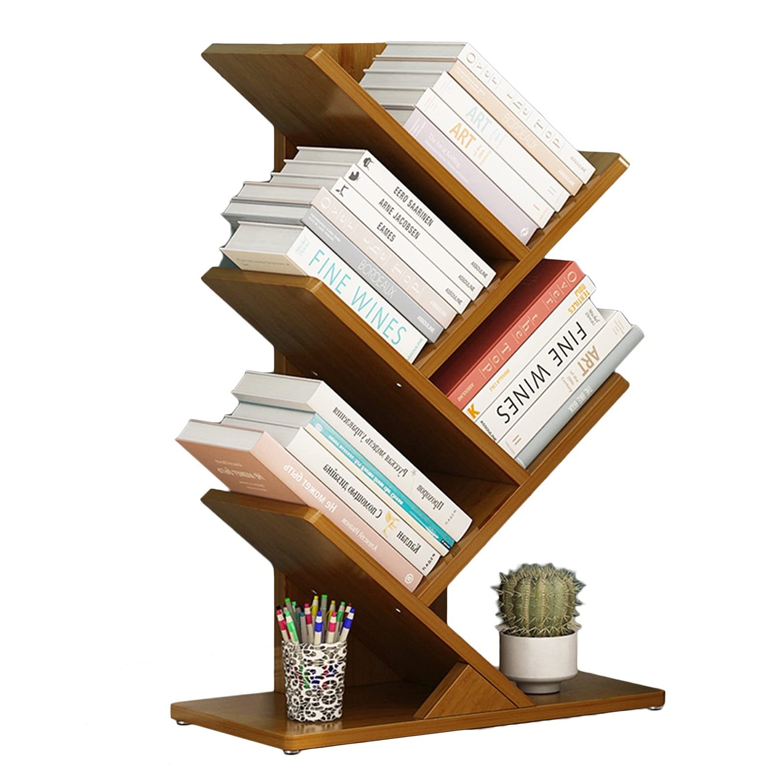 3-Tier Bamboo Bookshelf for Kids Bedroom - Rustic Brown Bookcase Organizer for Books, CDs, Movies - Study & Home Storage Solution - Perfect for Bedrooms, Playrooms & Home Offices