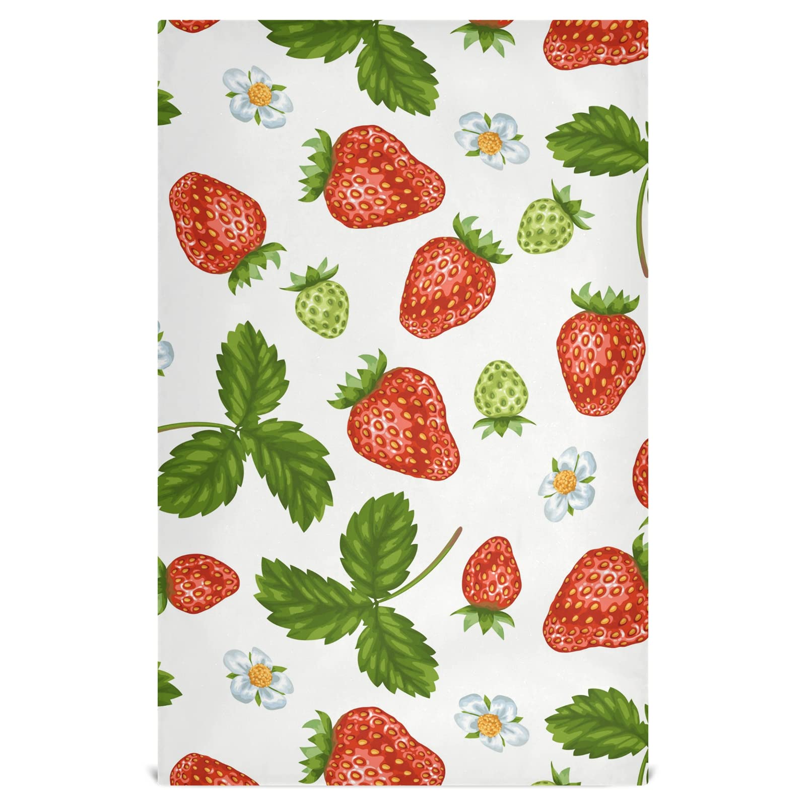 Premium Red Strawberries & Flowers Kitchen Towels - 1 Pack Reusable, Absorbent Dish Cloths (28x18 in) | Fast Drying Hand & Tea Towels for Kitchen, Bar, Dining & Cleaning | Eco-Friendly Home Decor