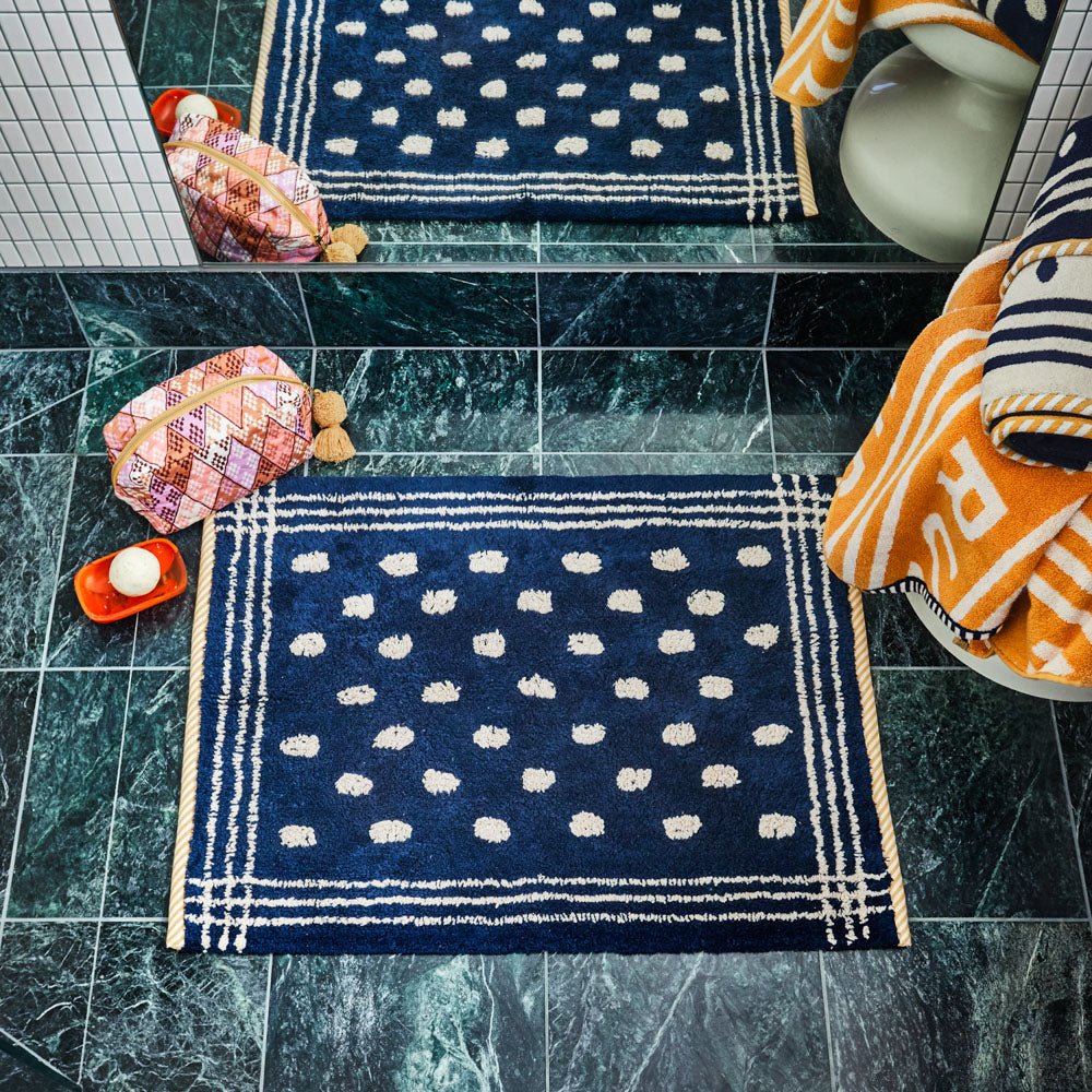 Premium Palermo Bath Mat - Soft, Absorbent & Non-Slip Bathroom Rug in Indigo Blue - Perfect for Bathroom, Shower & Spa Areas