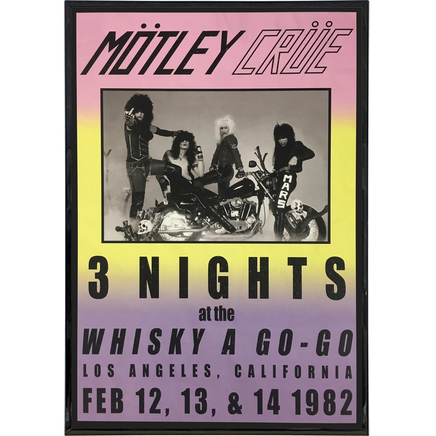Vintage Motley Crue 1982 Concert Poster Print - Classic Rock Band Wall Art Decor for Music Lovers, Man Cave & Retro Room Aesthetic