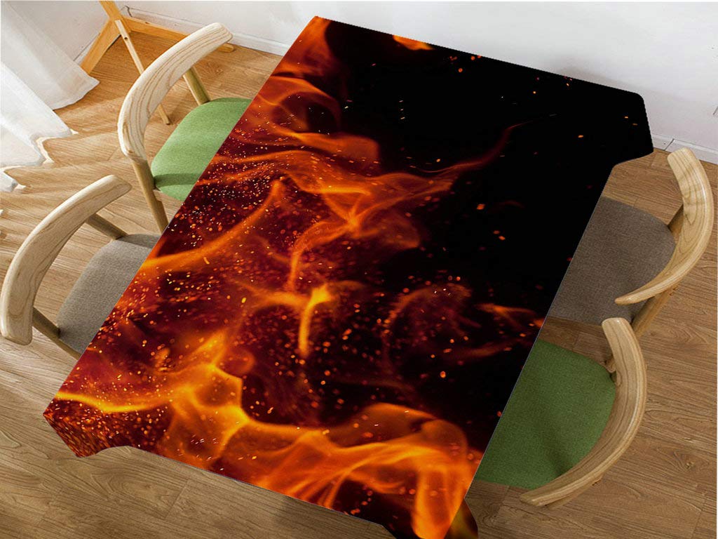 60 x 84 Inch Flame Pattern Rectangular Tablecloth - Stylish & Durable Table Cover for Dining, BBQ, Picnic, Coffee Tables - Perfect for Indoor & Outdoor Entertaining