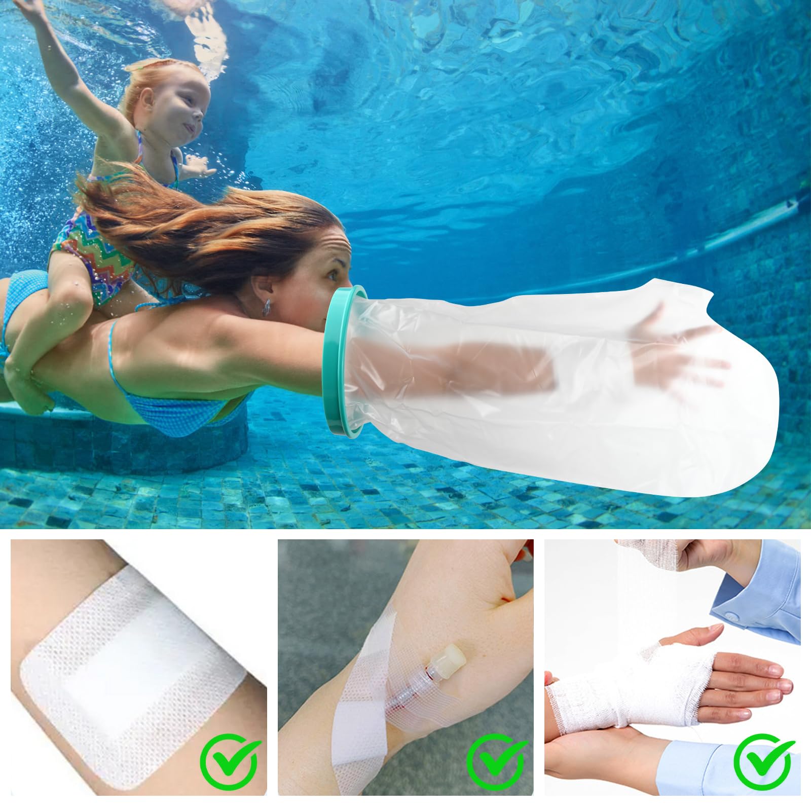 Anseom Reusable Adult Arm Cast Cover - Waterproof Shower Protector for Wounds & Bandages | Keep Dry While Bathing, Swimming & Washing Hands