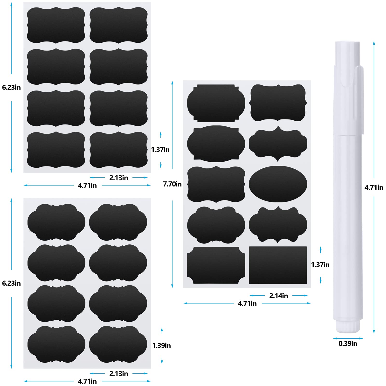 180pcs Reusable Waterproof Chalkboard Labels with 2 Free Erasable Chalk Markers - Mini Blackboard Stickers for Jars, Containers, Kitchen, Pantry, Office & Home Organization - Perfect for Labeling Spices, Storage Boxes & DIY Crafts