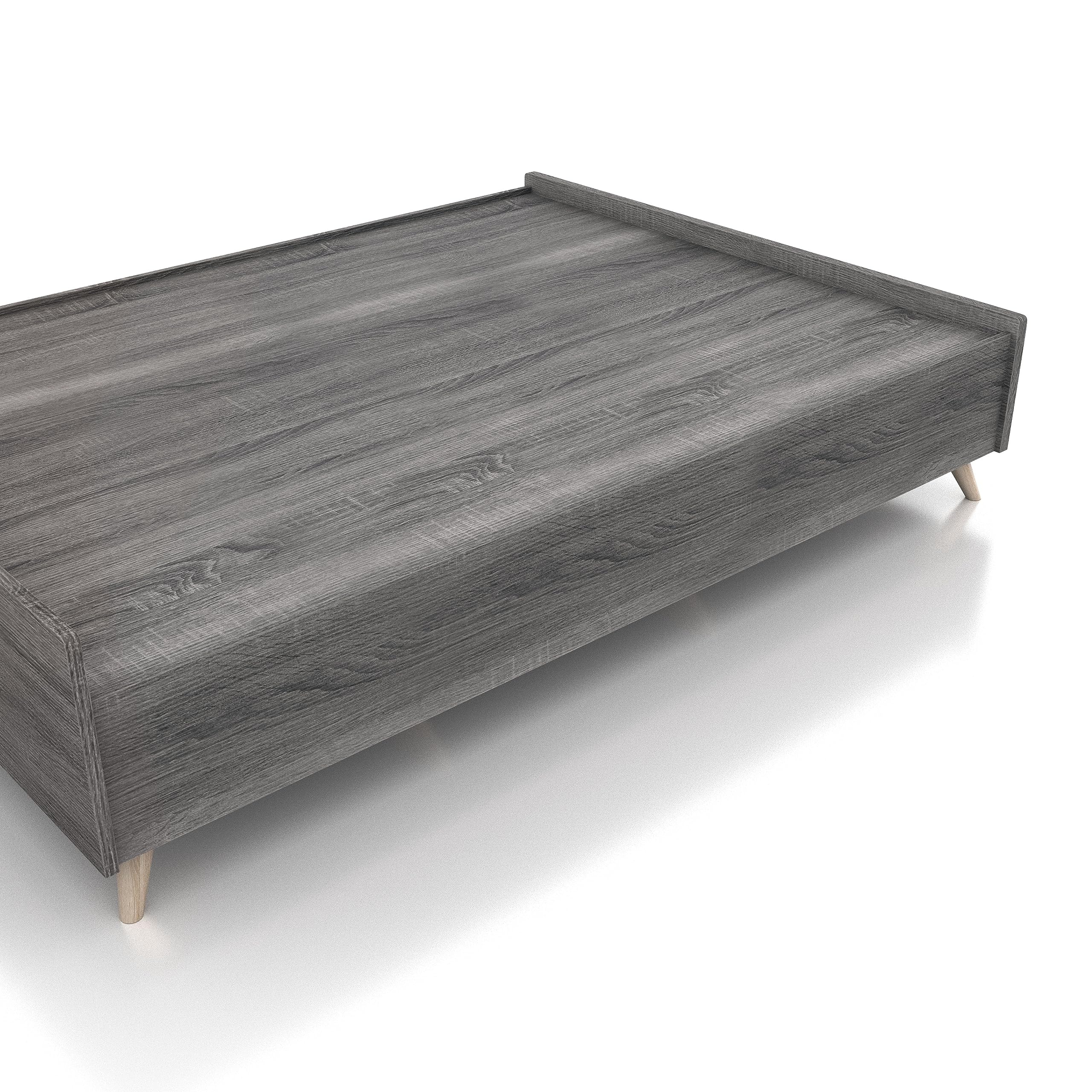 Overstock Riley Contemporary Distressed Grey Platform Storage Bed Full Size - Modern Bedroom Furniture with Underbed Storage for Small Spaces
