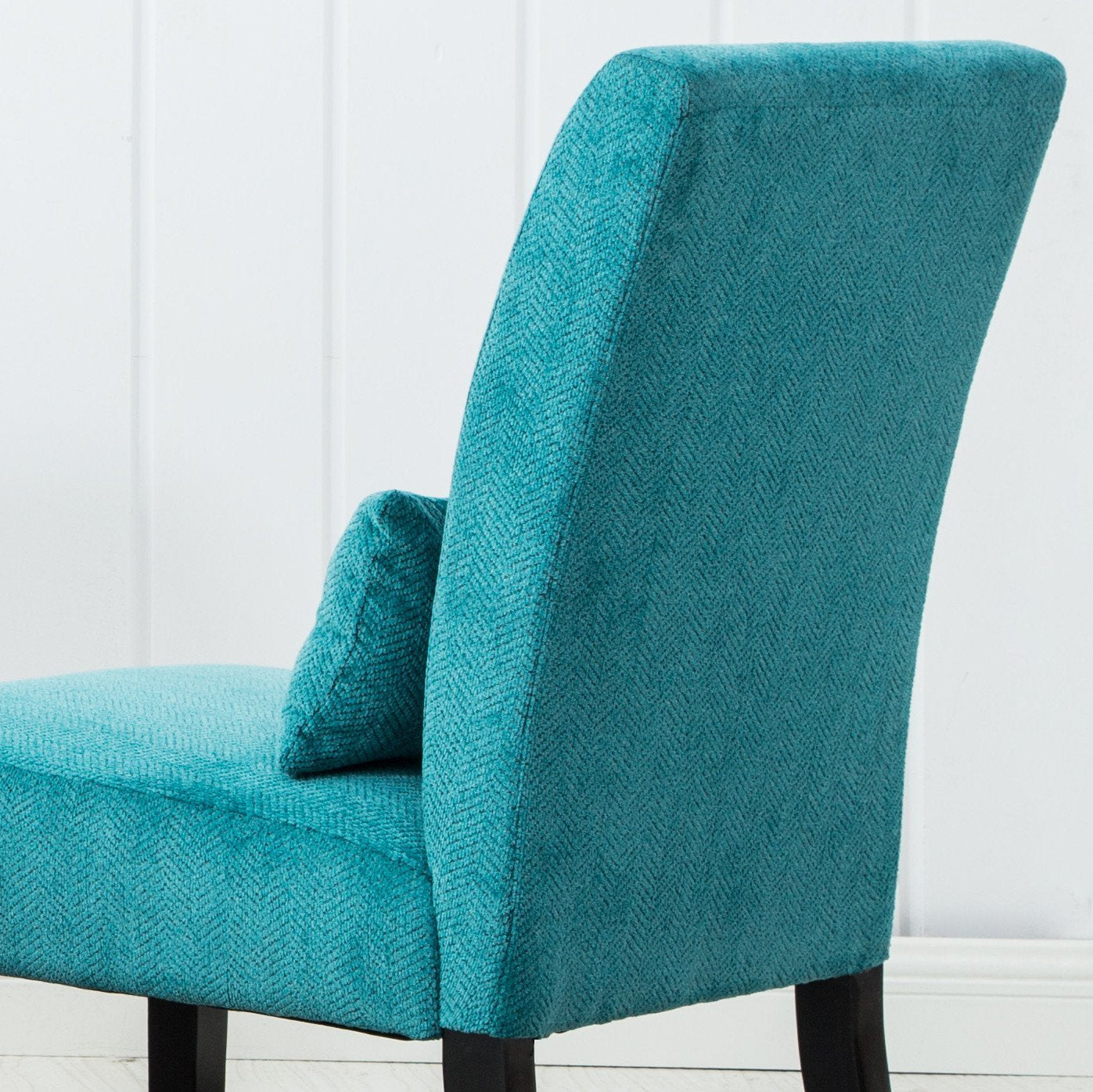 Roundhill Furniture Pisano Chenille Fabric Armless Contemporary Accent Chair with Matching Kidney Pillow in Teal Blue - Perfect for Living Room, Bedroom, or Office Decor